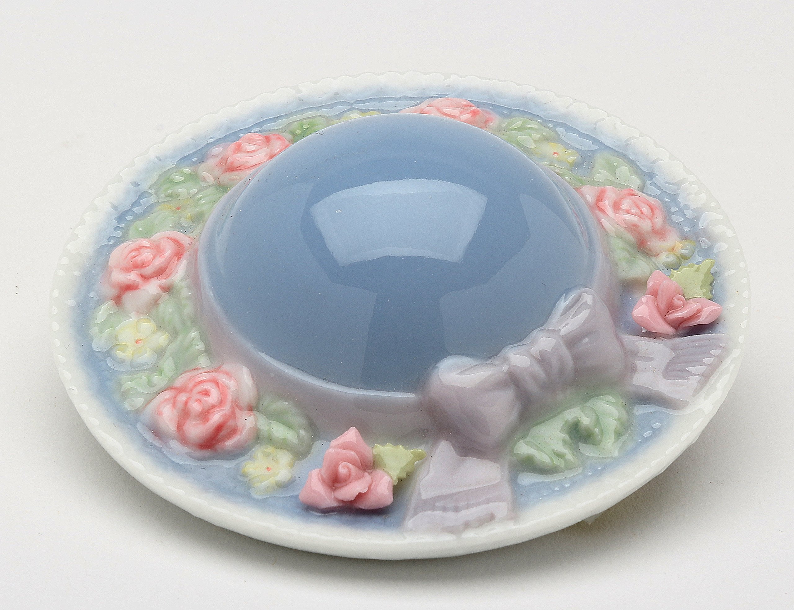 Cosmos Gifts 96224 Fine Porcelain Garden Hat Design Personal Round Mirror, Blue