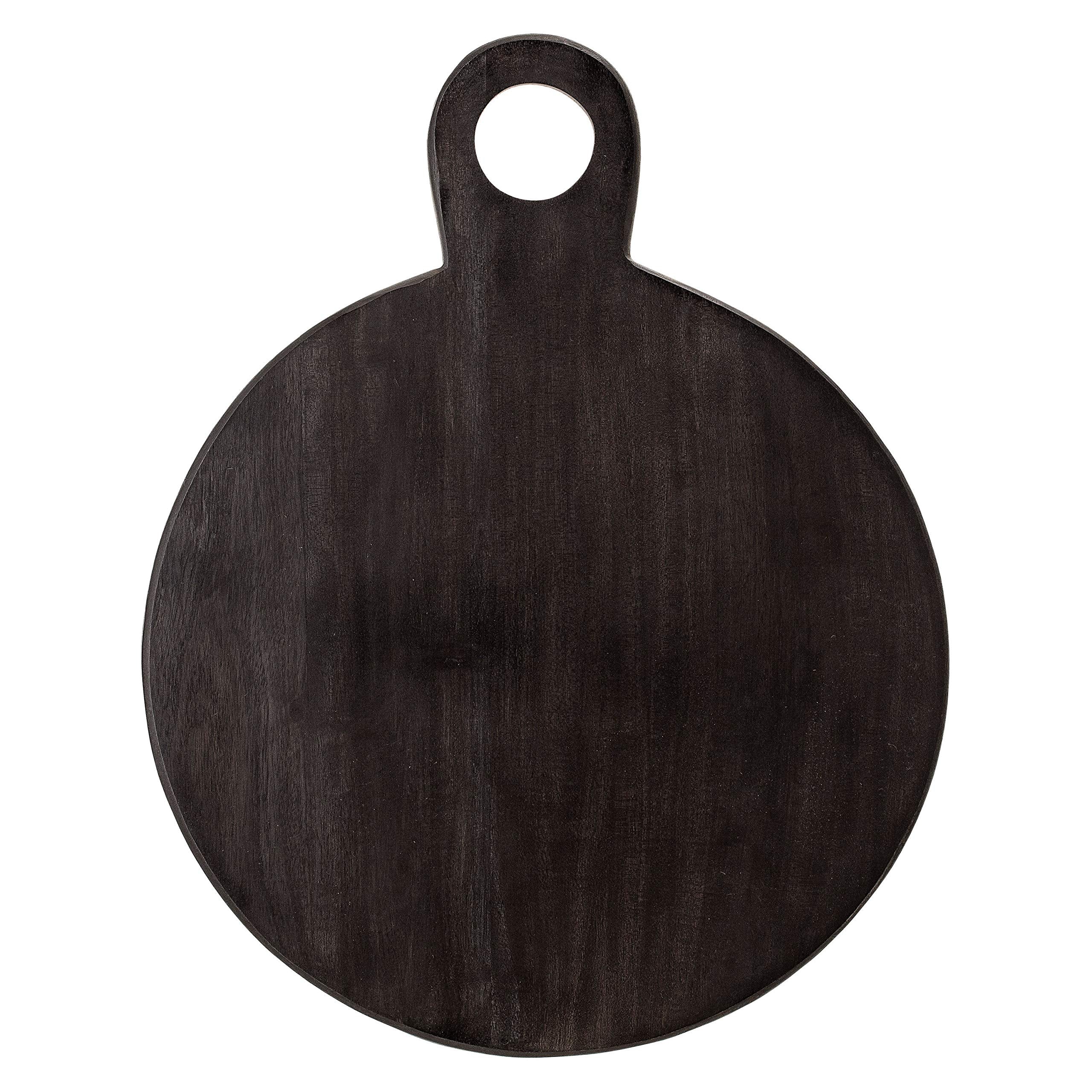 Bloomingville Round Mango Wood Cheese and Cutting Board with Circle Handle, Black