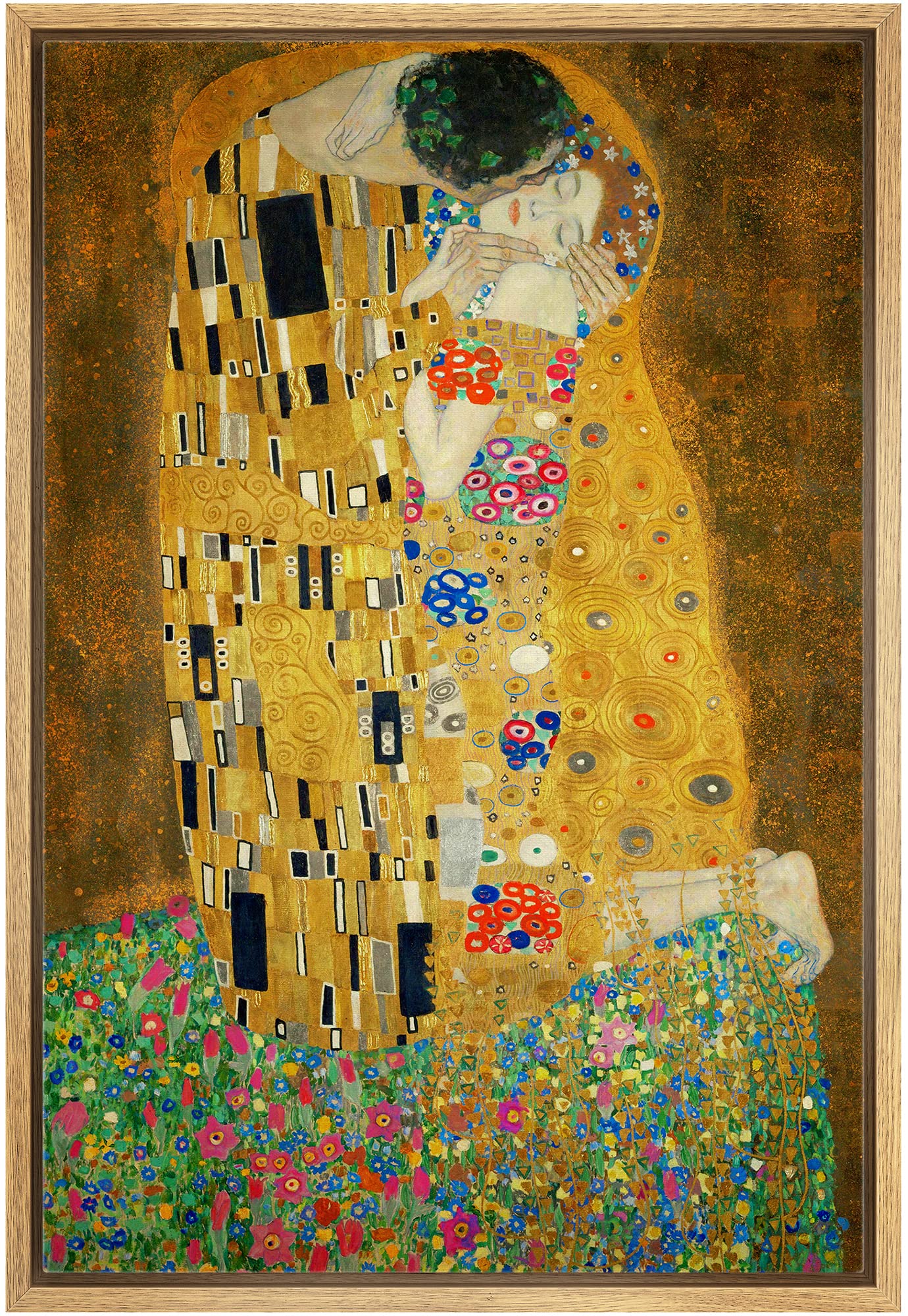 Wall26 Framed Canvas Print Wall Art The Kiss By Gustav Klimt People Historic Illustrations Fine Art Traditional Scenic Colorful