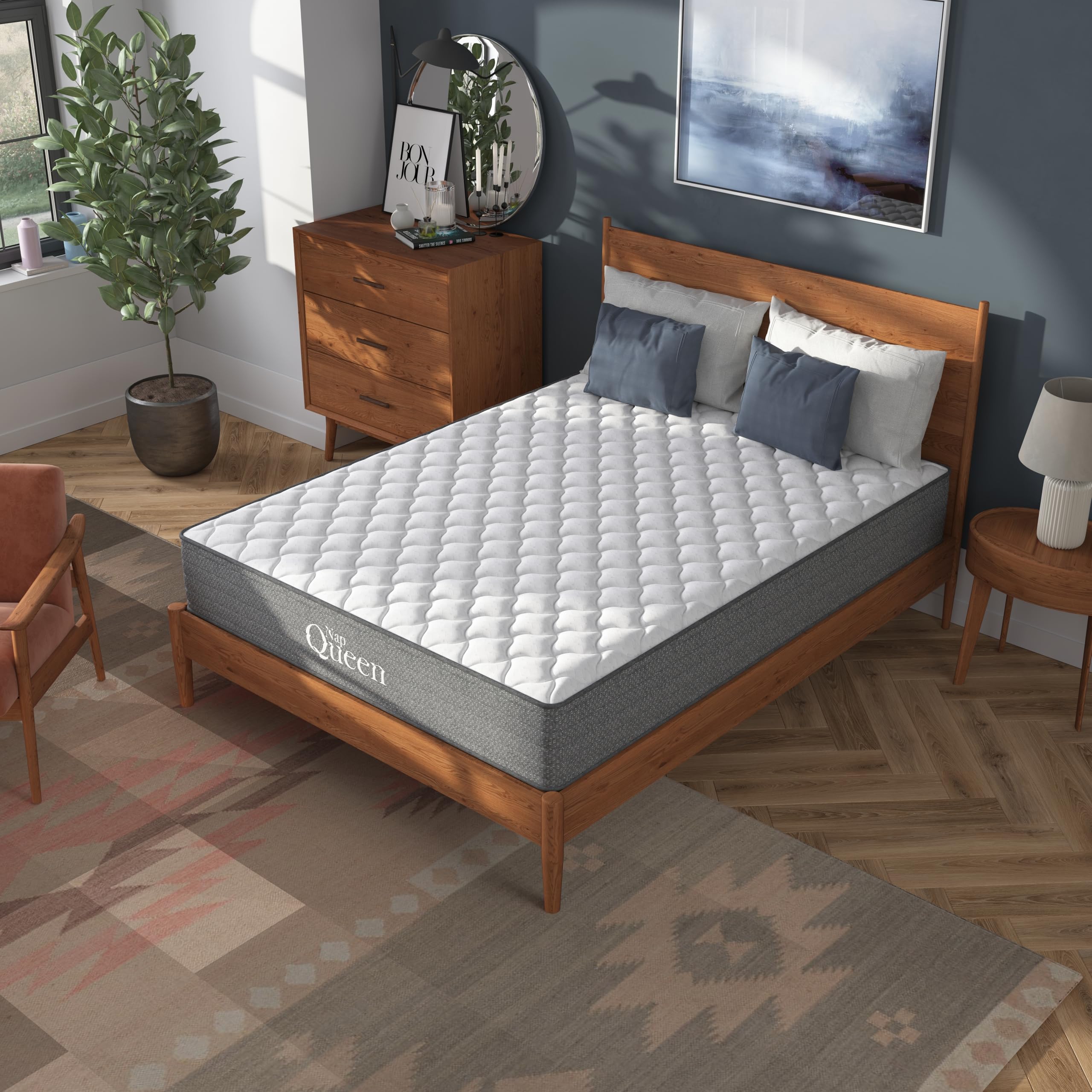 Napqueen 8 Inch Full, Valeria Hybrid Cooling Gel Memory Foam & Pocket Coil Spring Mattress, Certipur-Us Certified, Fiberglass-Fr