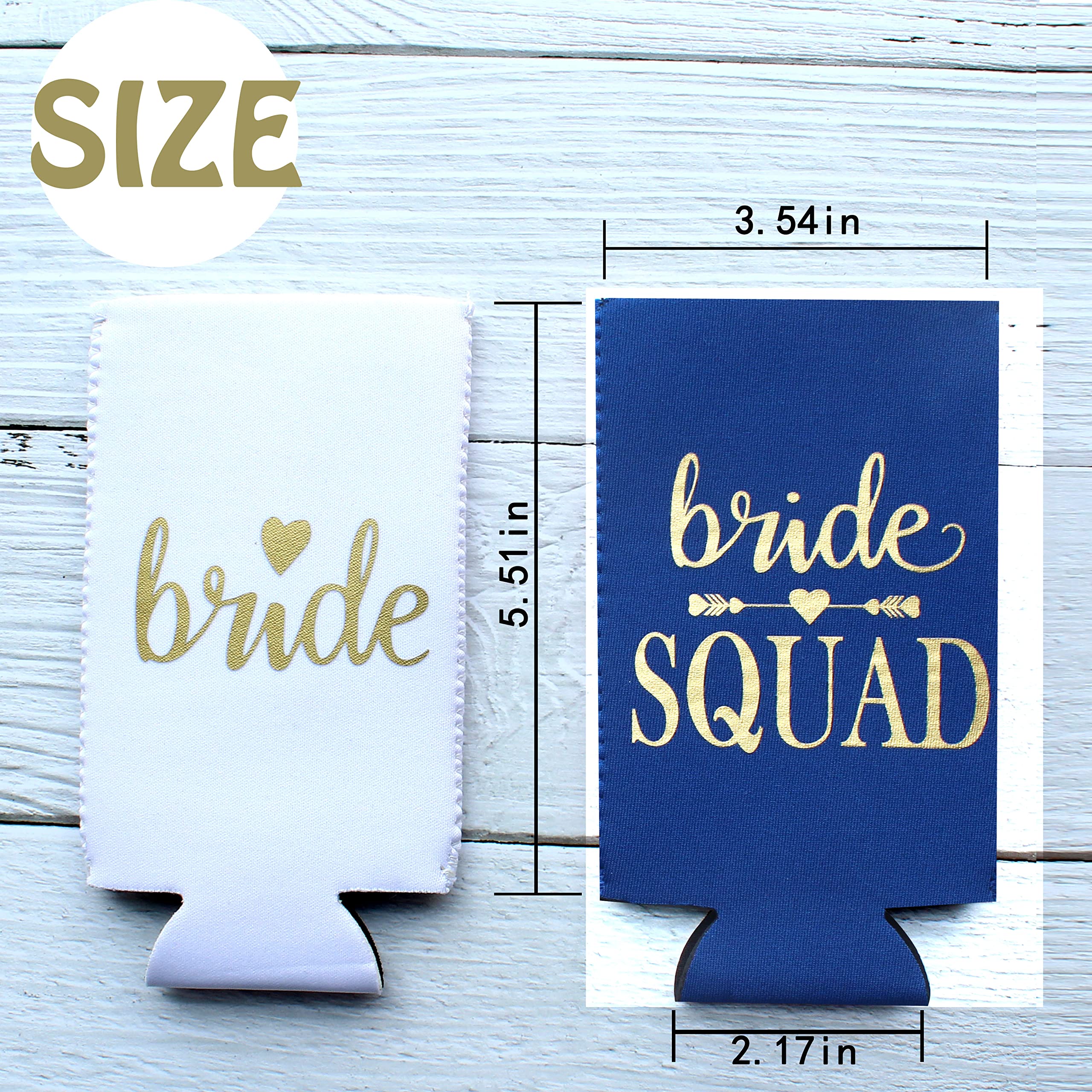 Partygifts&Beyond 10Packs Bachelorette Party Decorations Slim Can Cooler Bridesmaid Gifts Can Cooler Bride Squad Can Sleeves(Nva