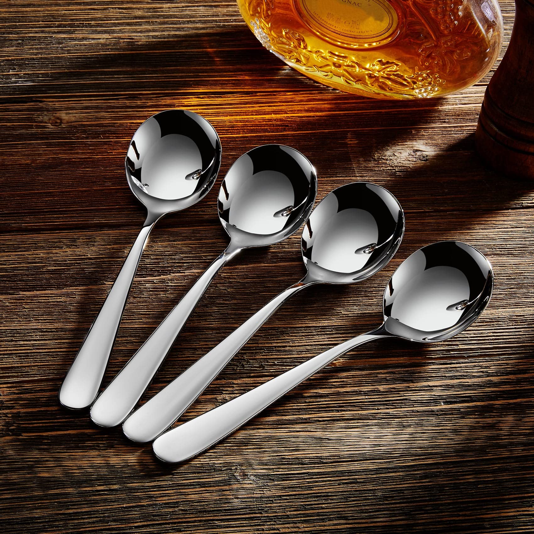 Keawell Premium 7'' Louise Soup Spoons, 18/10 Stainless Steel, Dishwasher Safe (4)