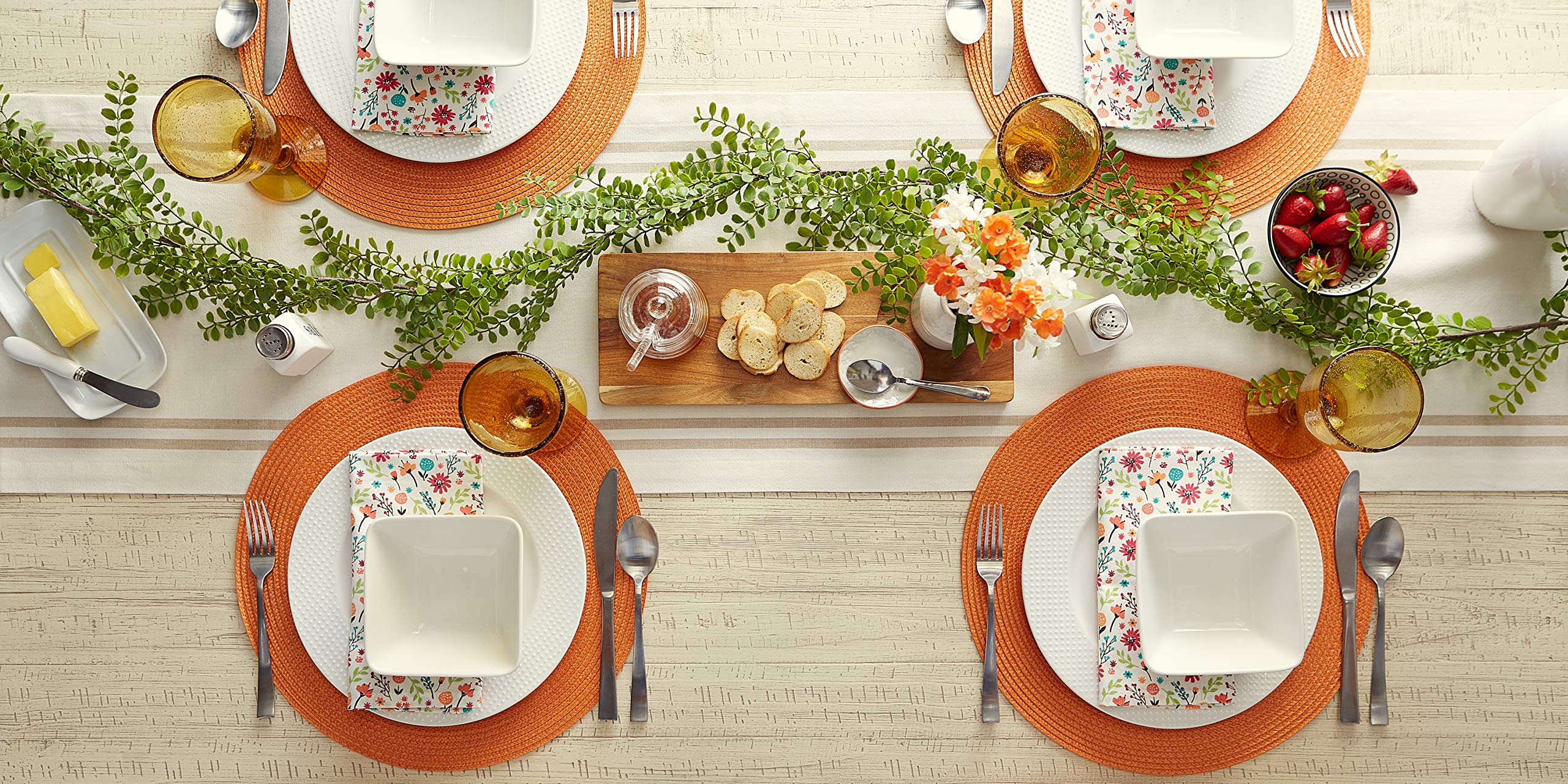 DII Orange Round Polypropylene Woven Placemat (Set of 6)