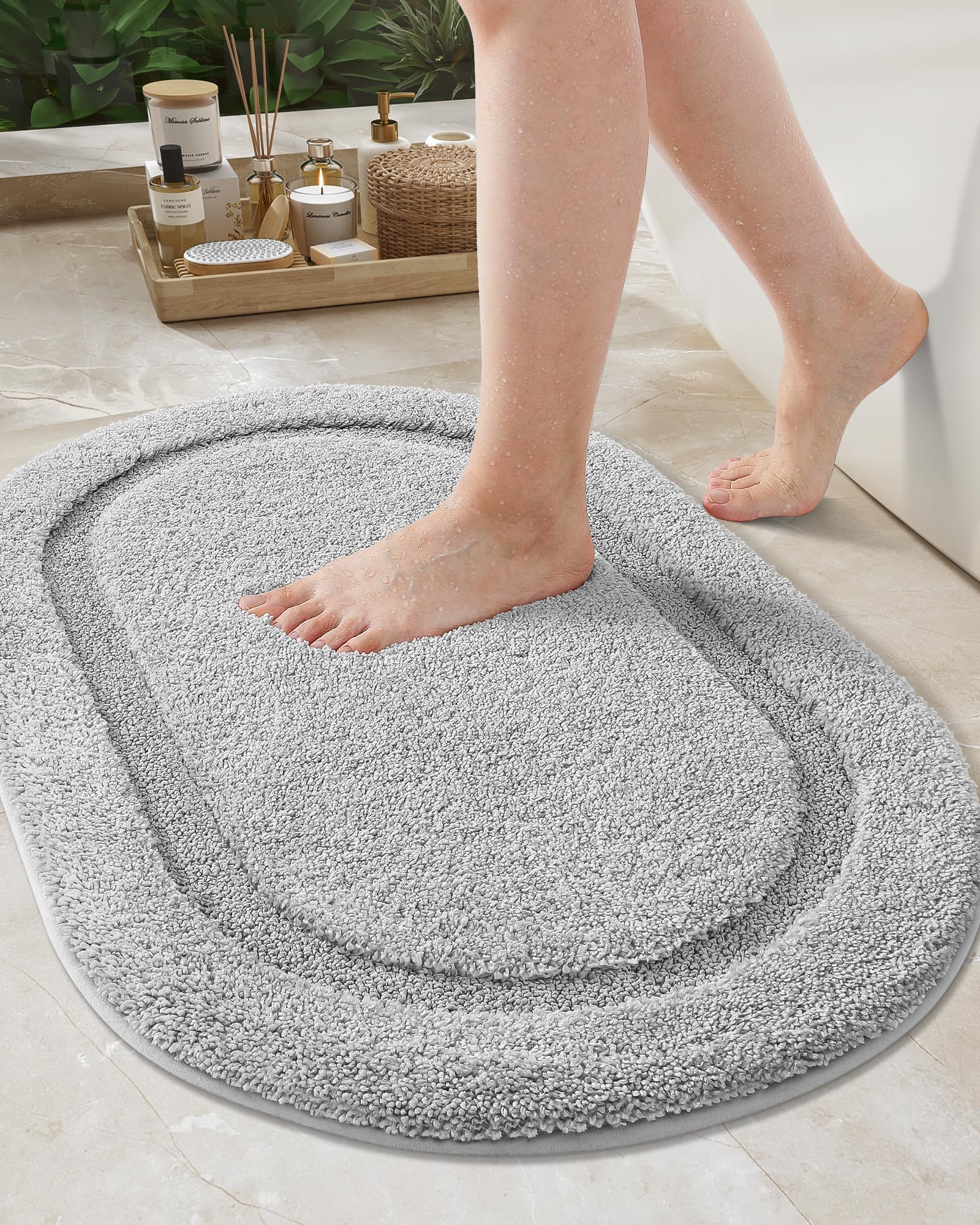 Color&Geometry Grey Bathroom Rugs, Non Slip, Absorbent, Soft, Washable, Thick Bath Mat, 24''X36'' Small Bath Rug Bath Mats For B