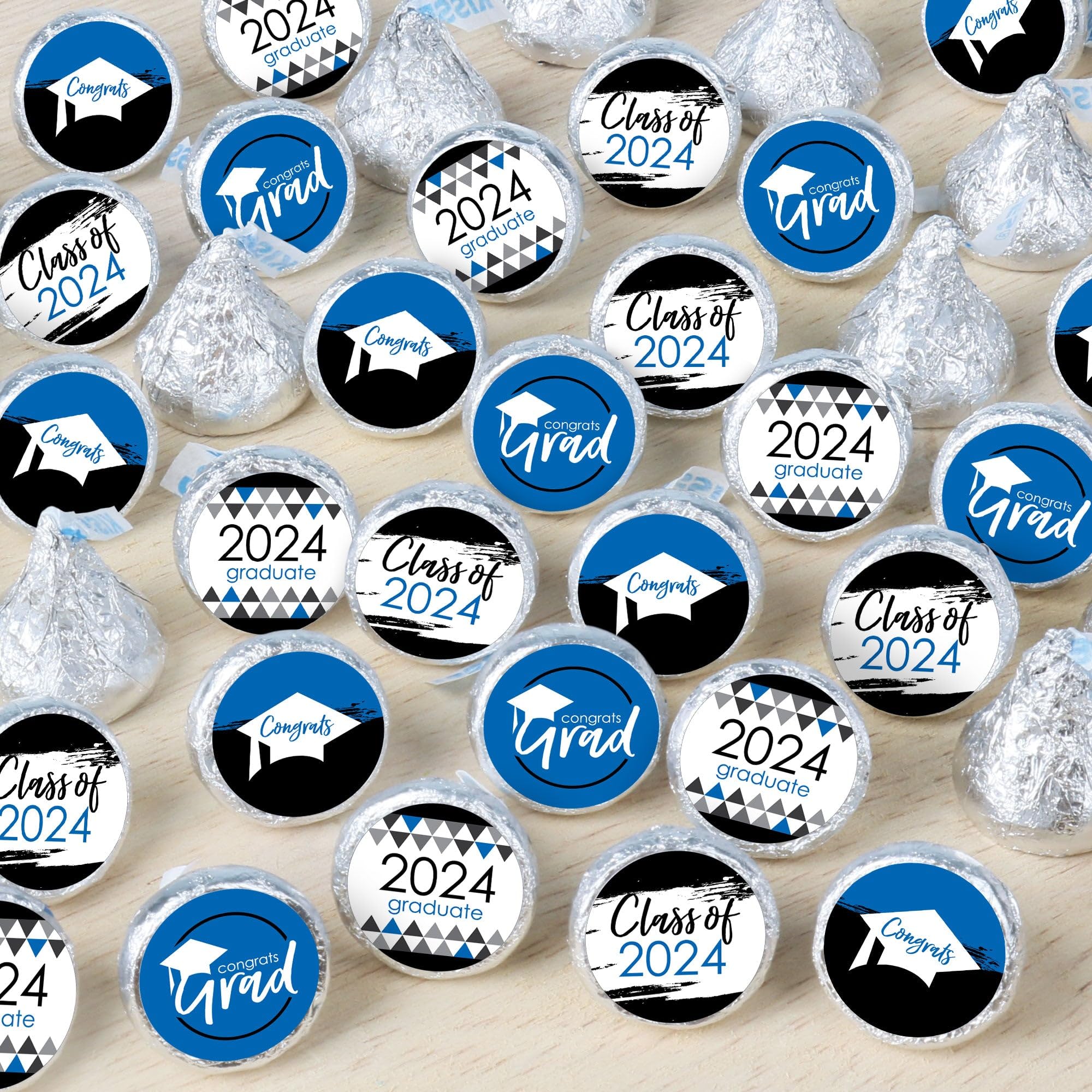 Big Dot Of Happiness Blue Grad - Best Is Yet To Come - 2024 Royal Blue Graduation Party Small Round Candy Stickers - Party Favor