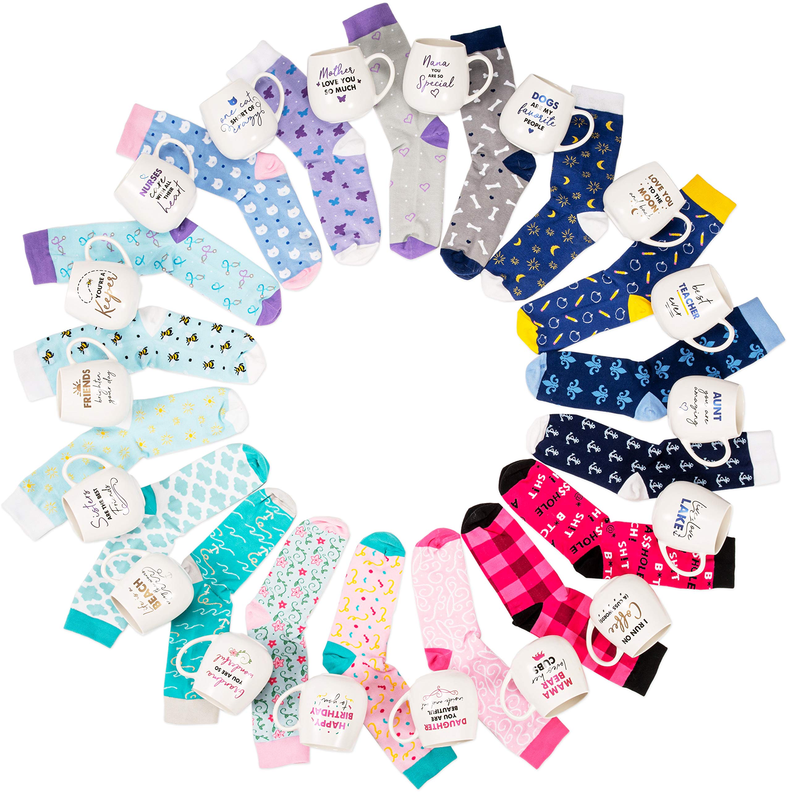 Pavilion Gift Company I Run Cuss Word Socks & 15.5 Oz Coffee Cup Mug Gift Set, White