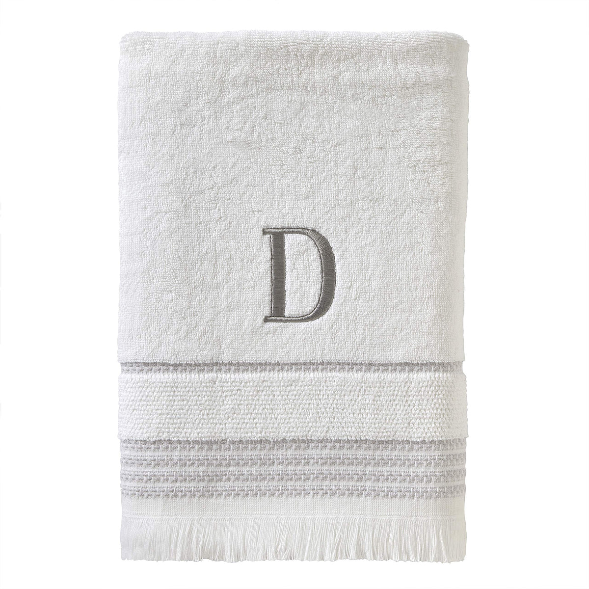 Skl Home Casual Monogram Bath Towel, D, 28X54, White