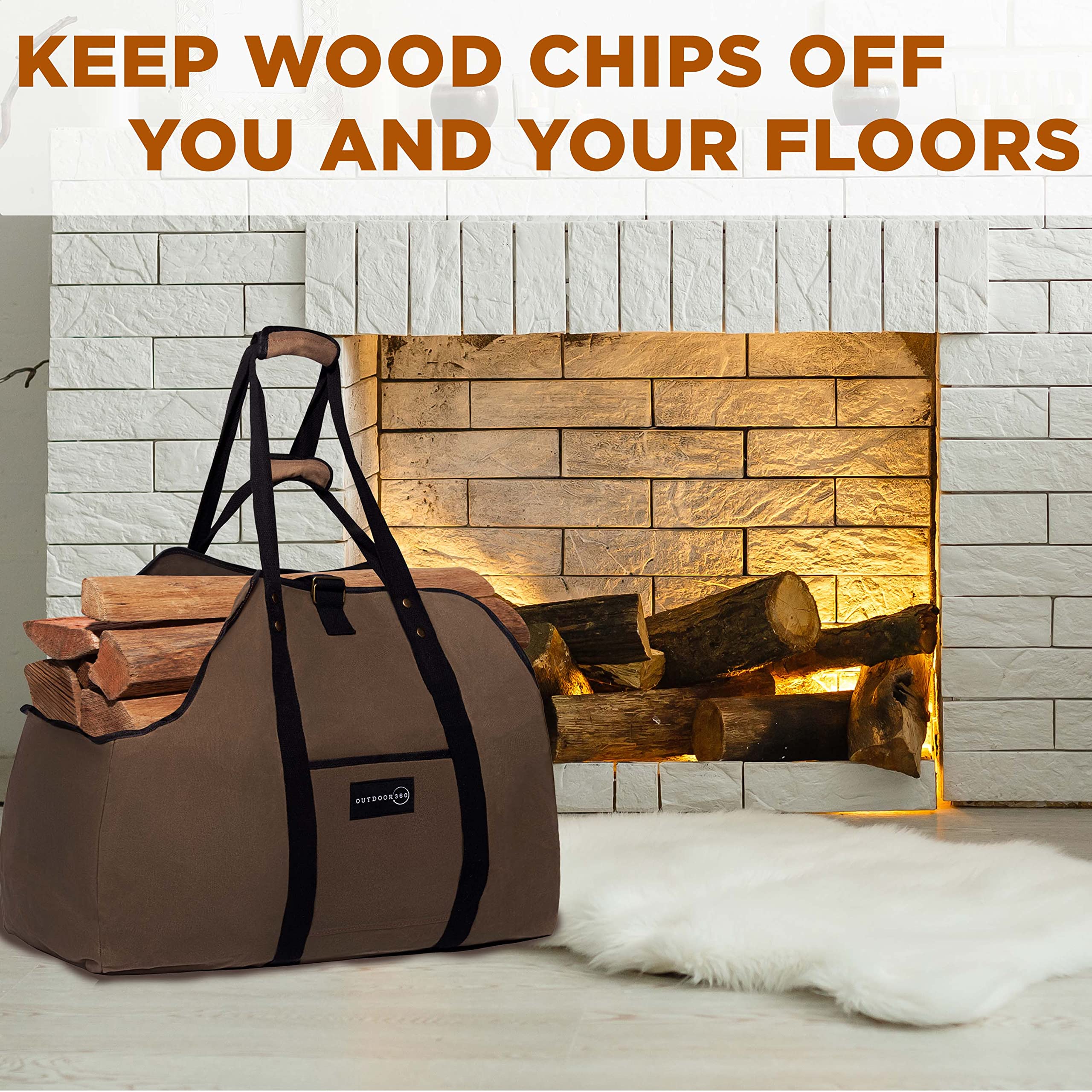 Outdoor 360 Firewood Bag Carrier - Extra Large Wood Bag For Firewood-Water Resistant Carrying Bag With Padded Handles & A Handy
