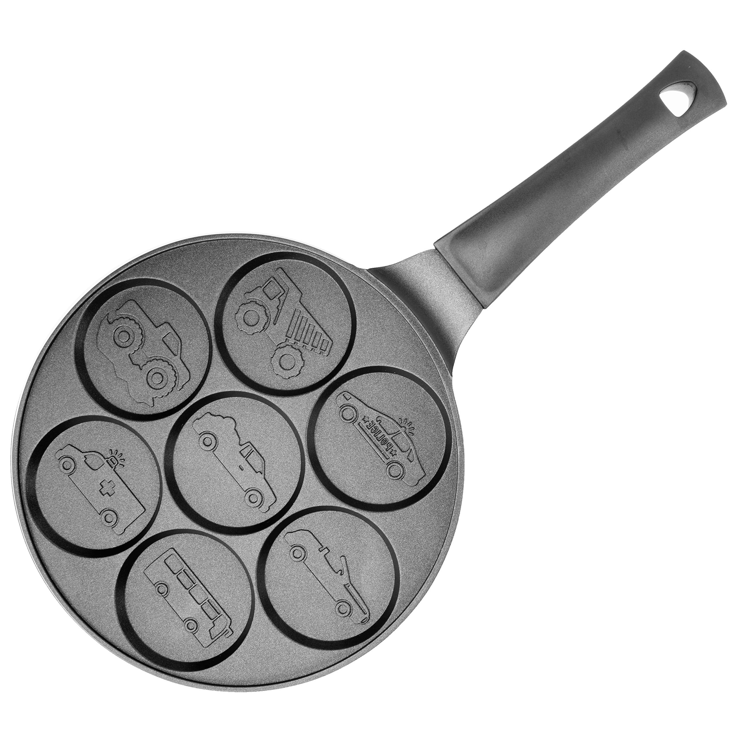 Car & Truck Mini Pancake Pan - Make 7 Unique Flapjack Cars, Nonstick Pan Cake Maker Griddle For Breakfast Fun & Easy Cleanup, Un