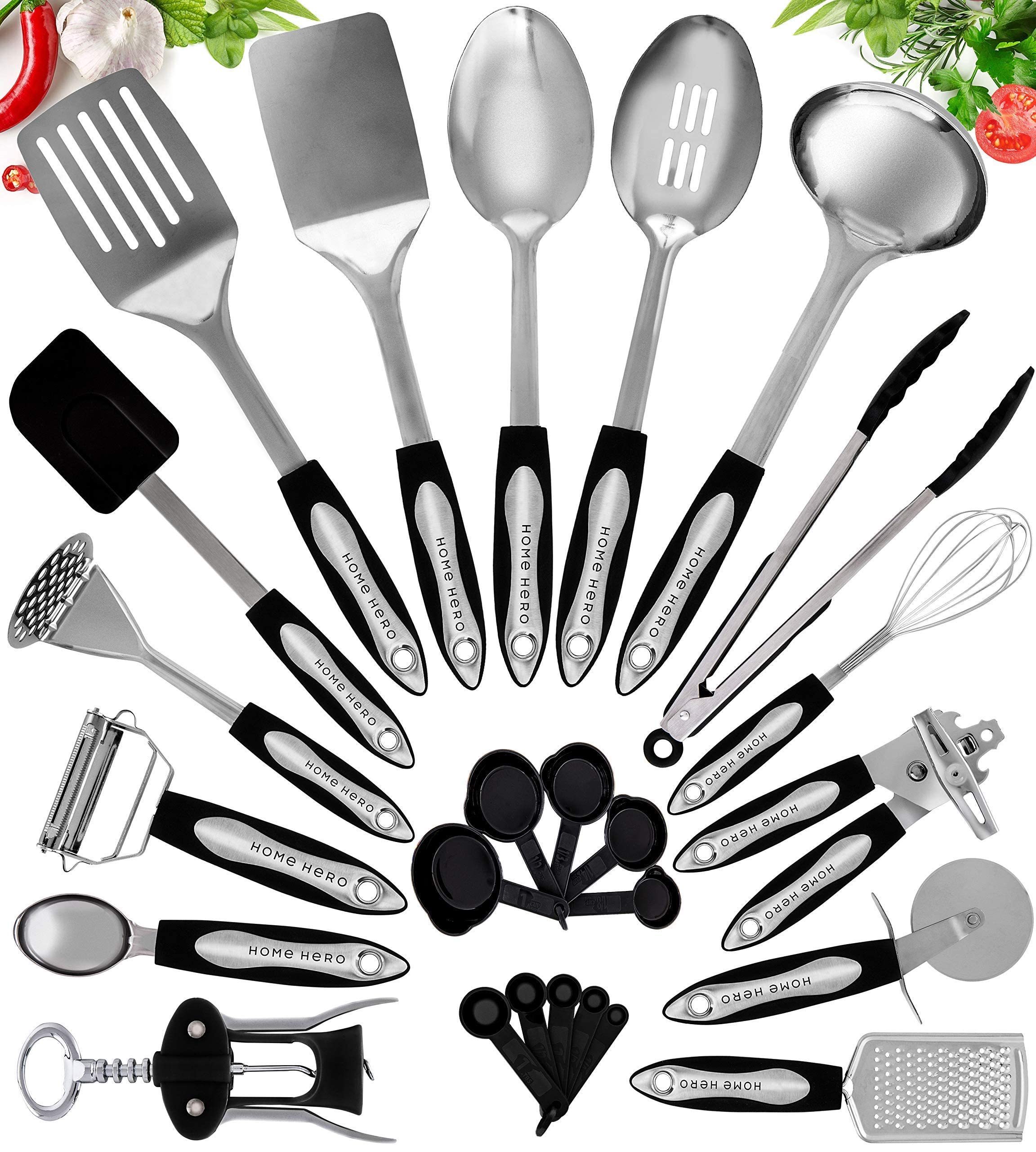 Home Hero Kitchen Utensils Set - Cooking Utensils Set With Spatula - First Home Essentials Utensil Sets - Household Essentials -