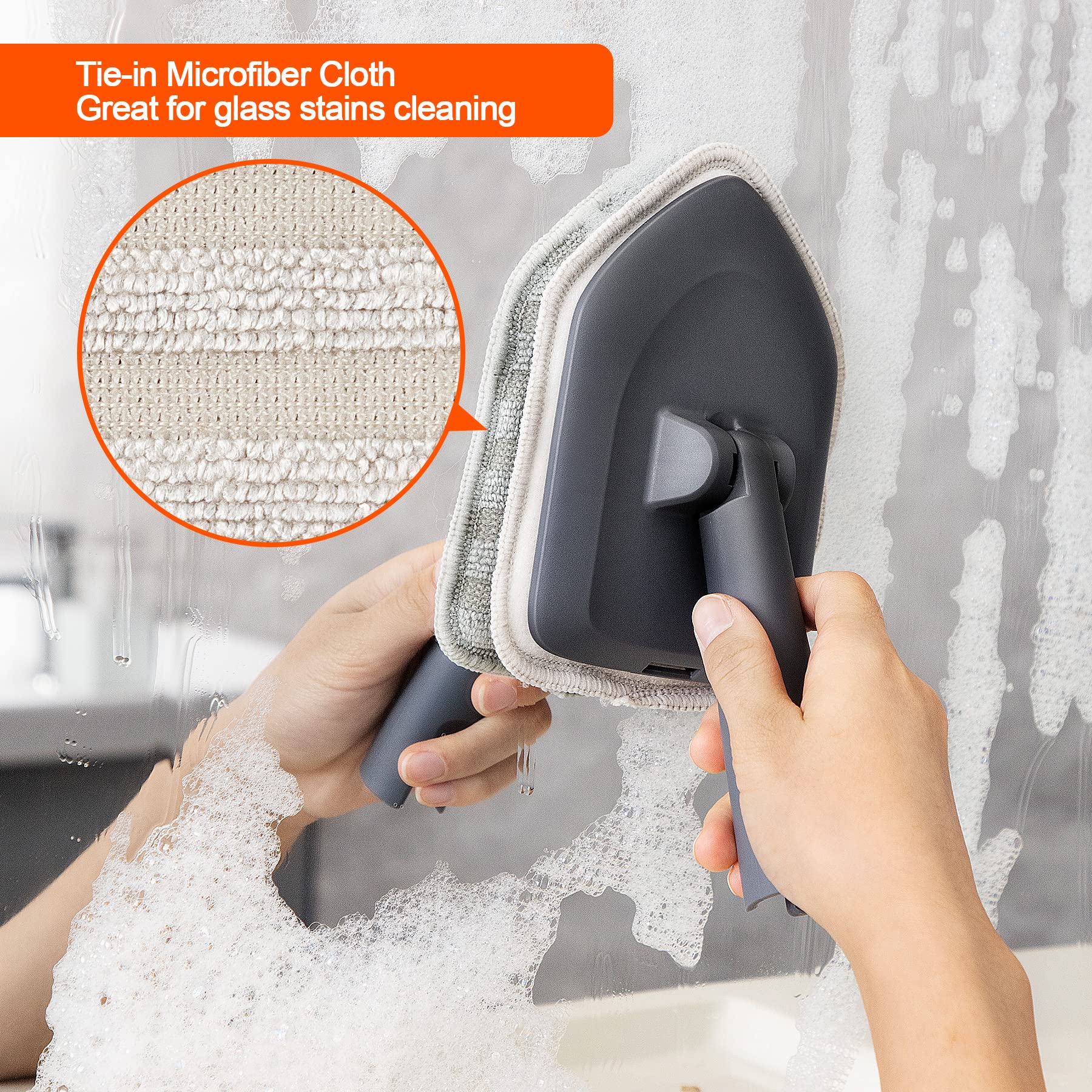 Cleanhome Tile Tub Scrubber Brush With 3 Different Function Cleaning Heads And 56'' Extendable Long Handle-No Scratch Shower Scr