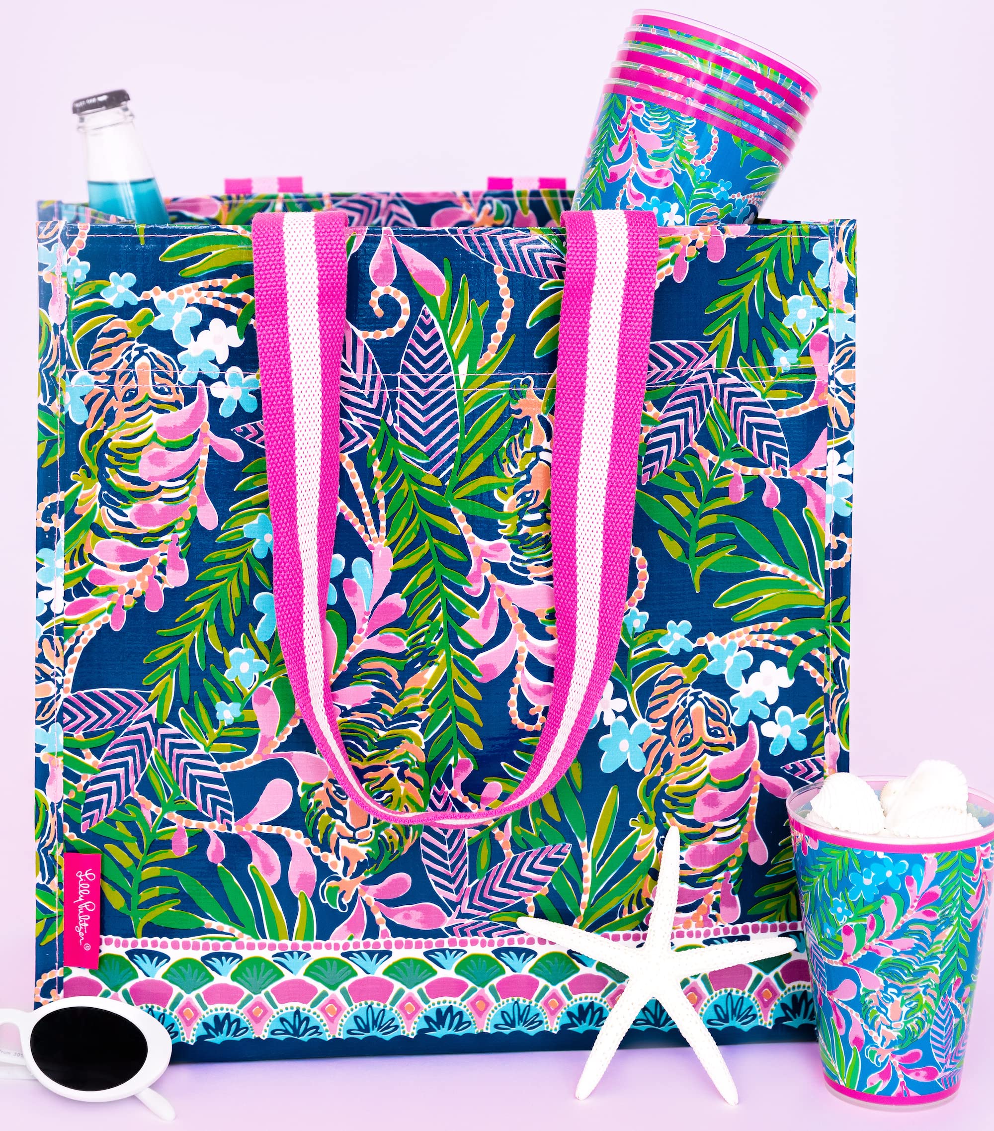 Lilly Pulitzer Market Shopper Bag, Reusable Grocery Tote, Shoulder Bag For Produce Or Travel, How You Like Me Prowl