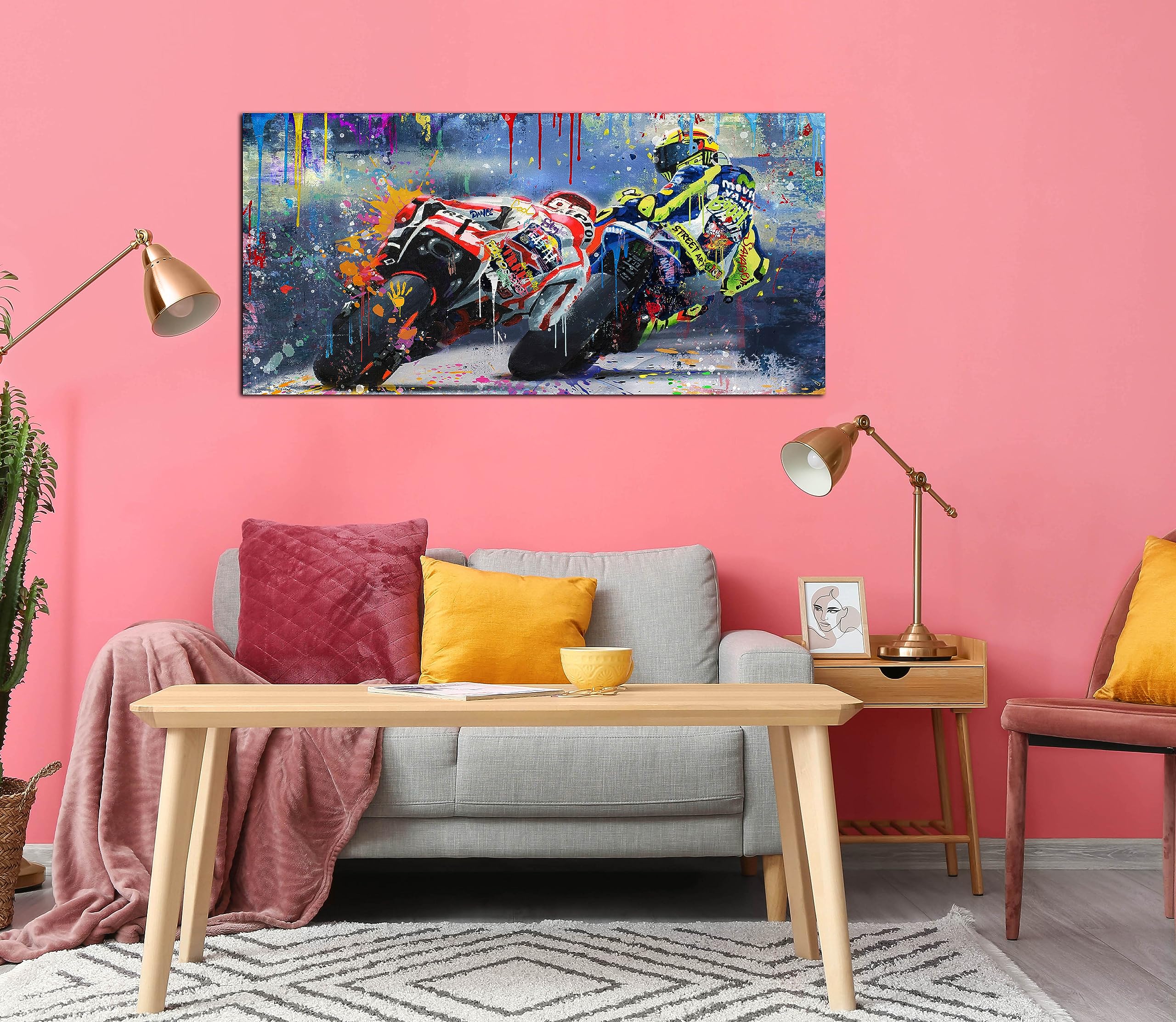 Caneito Graffiti Motorcycle Wall Art For Teen Boys Room, Cool Posters Bedroom Picture Art, Racer Sports Canvas Art Print Paintin