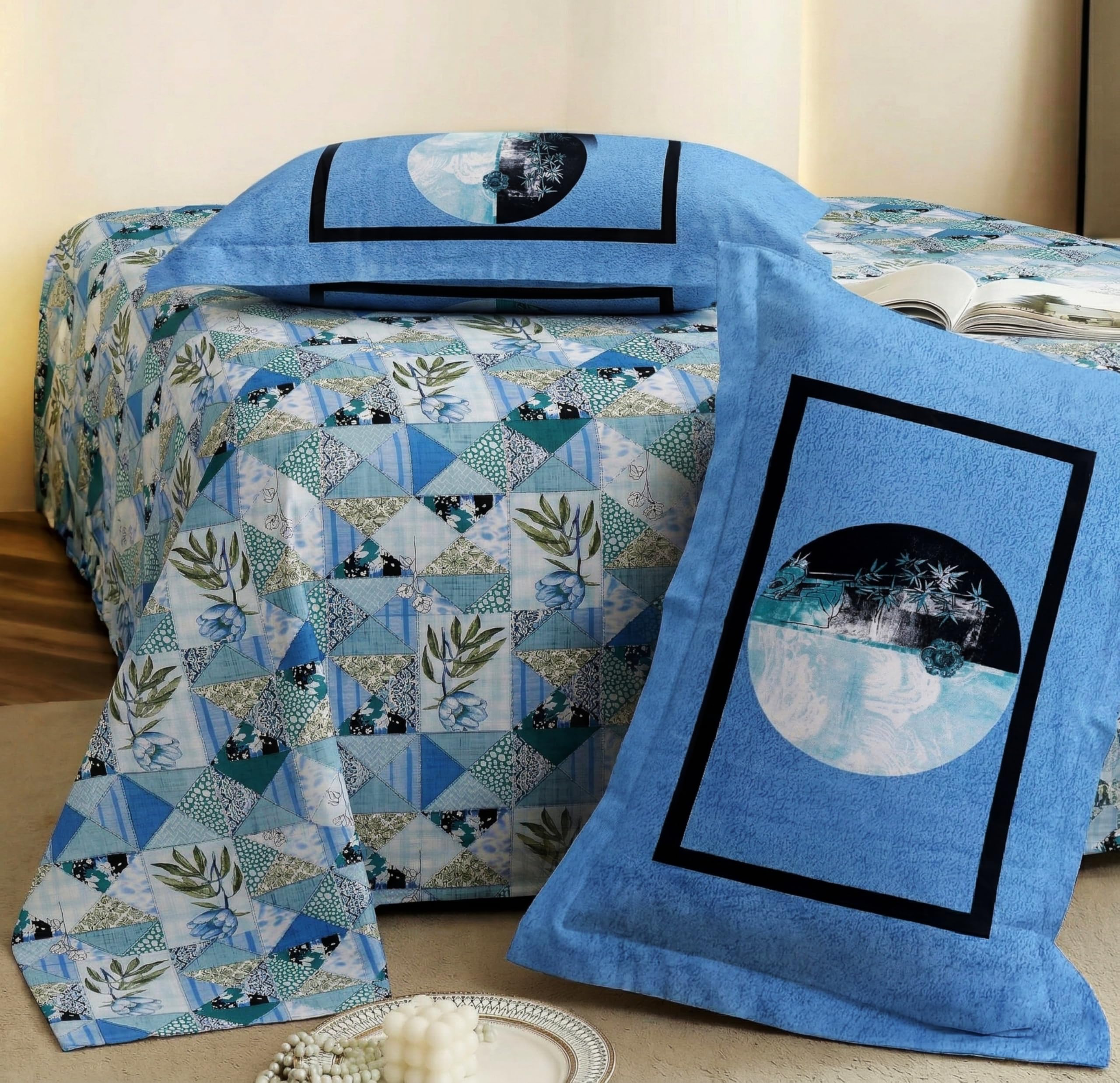 Sanmarino Cotton Double Bedsheet | 90 X 100 Inches | 180 Tc Soft Breathable Cotton With 2 Pillow Covers | Ideal For King/Queen B