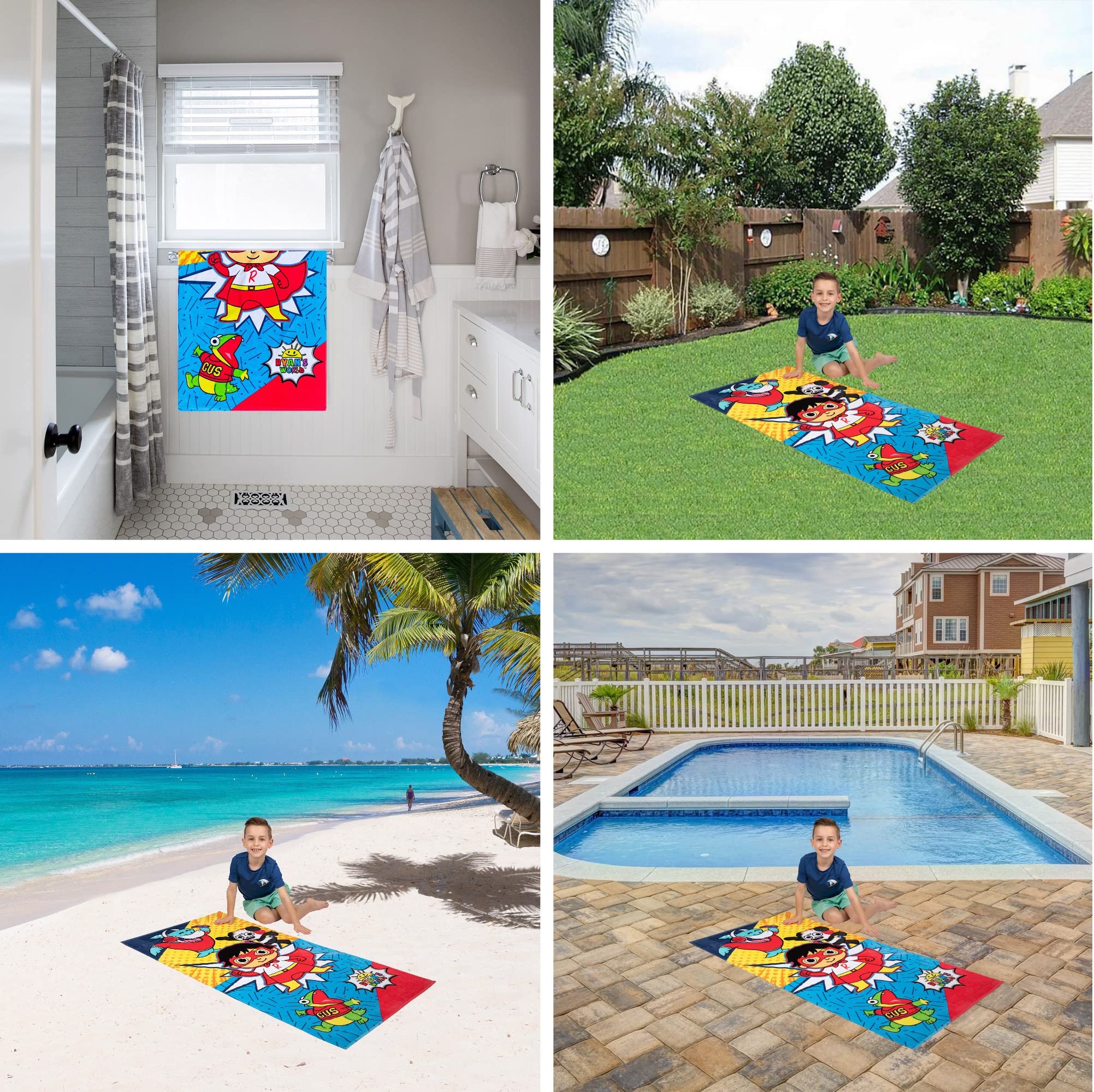 Franco Kids Super Soft Cotton Beach Towel, 58 In X 28 In, Ryan'S World