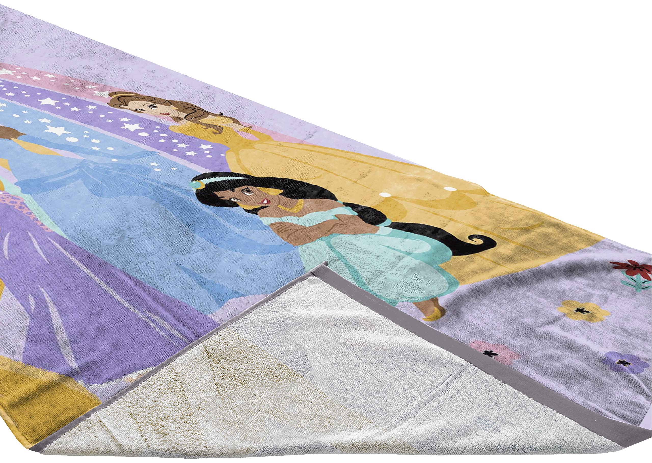 Jay Franco Disney Princess Rainbow Bath/Pool/Beach Towel - Super Soft & Absorbent Fade Resistant Cotton Towel Features Belle, Ra