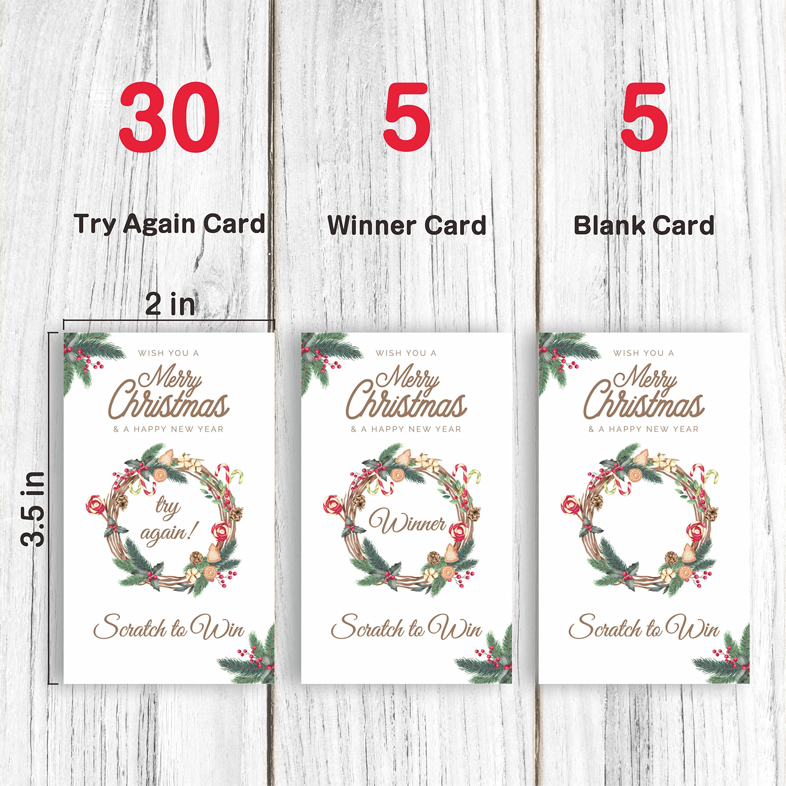 Christmas Scratch Off Game Cards, Christmas Party Game Cards, Festive Holiday Raffle Ticket For Prizes Adults Kids Groups, Chris