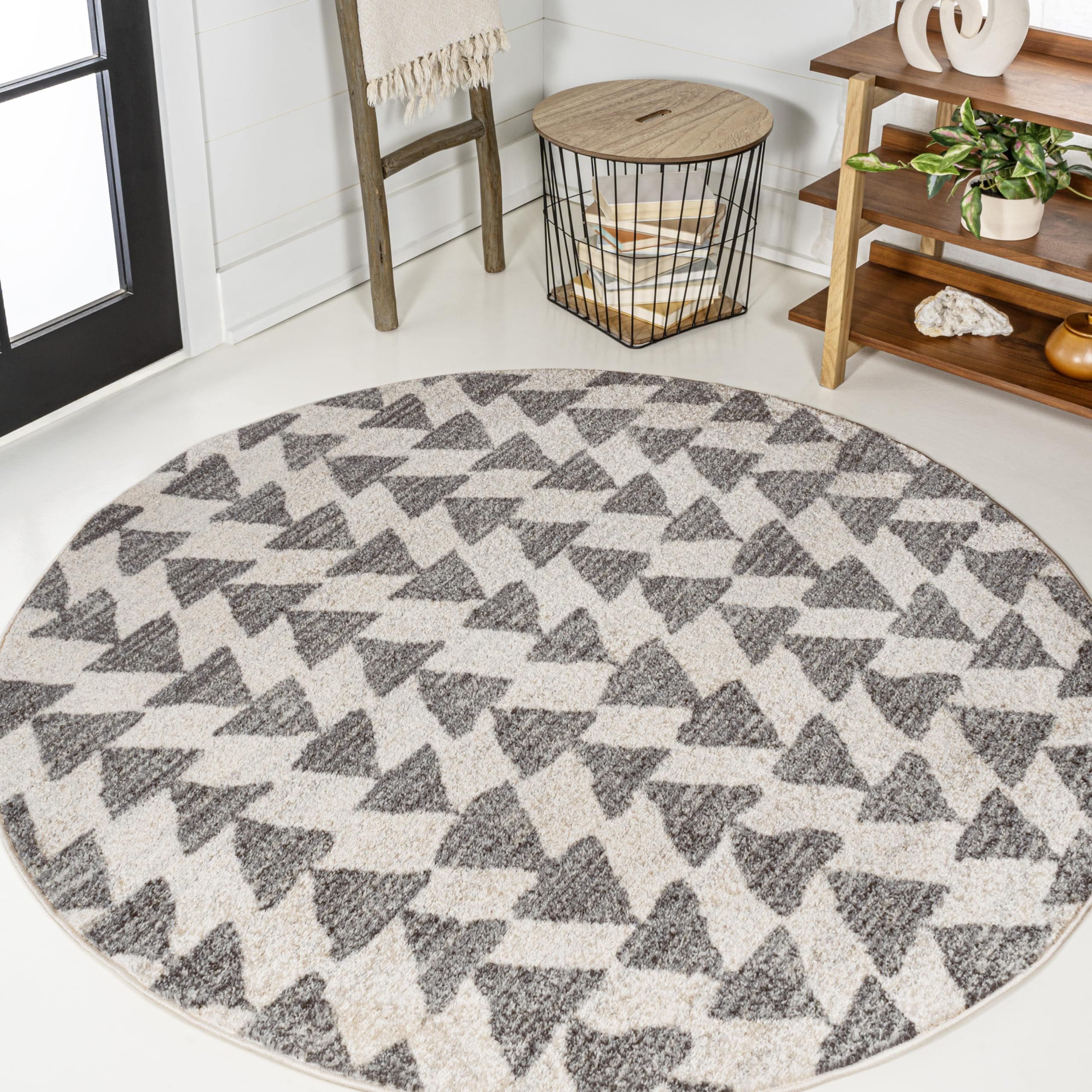 JONATHAN Y MOH206B-7R Aisha Moroccan Triangle Geometric Area Rug, Contemporary, Modern, Scandinavian, Minimalistic for Living Ro