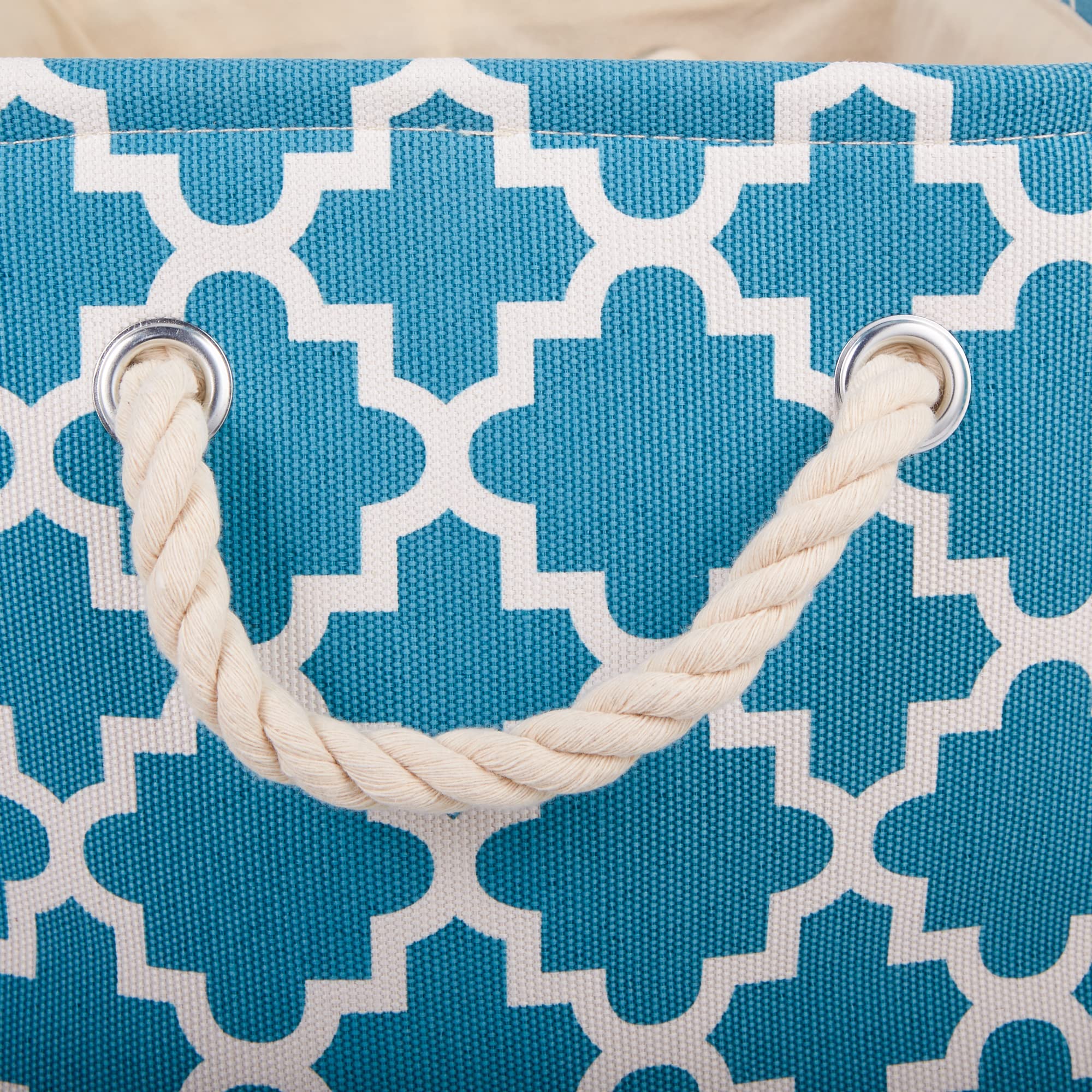 Dii Polyester Container With Handles, Lattice Storage Bin, Small, Storm Blue