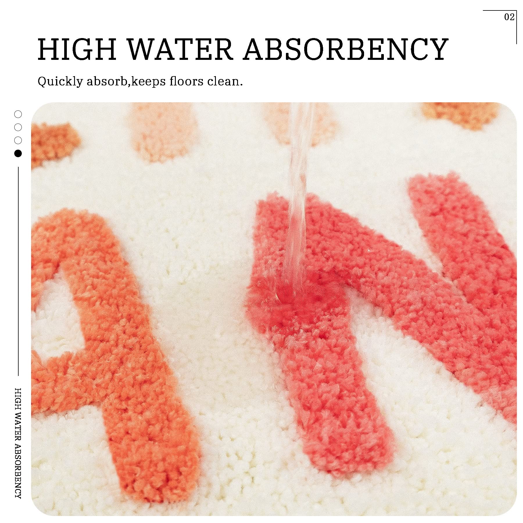 Mujoo Cute Bathroom Rugs Pink And Cream Ultra Soft And Water Absorbent Bath Rug, Machine Washable, Non-Slip Peach Bath Mats For