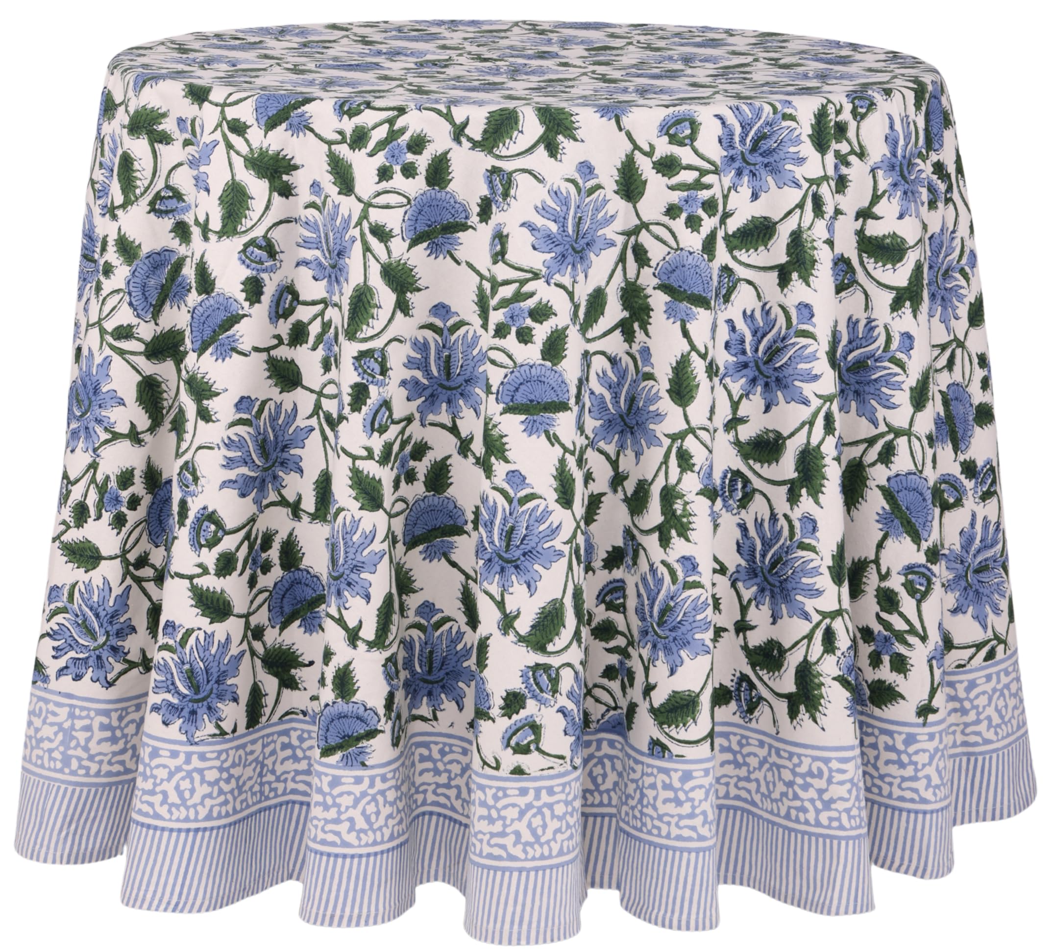 ATOSII Taj 100% Cotton Round Tablecloth, Handblock Print Floral Table Cloth for Kitchen Dining Linen I Parties, Weddings, Outdoo