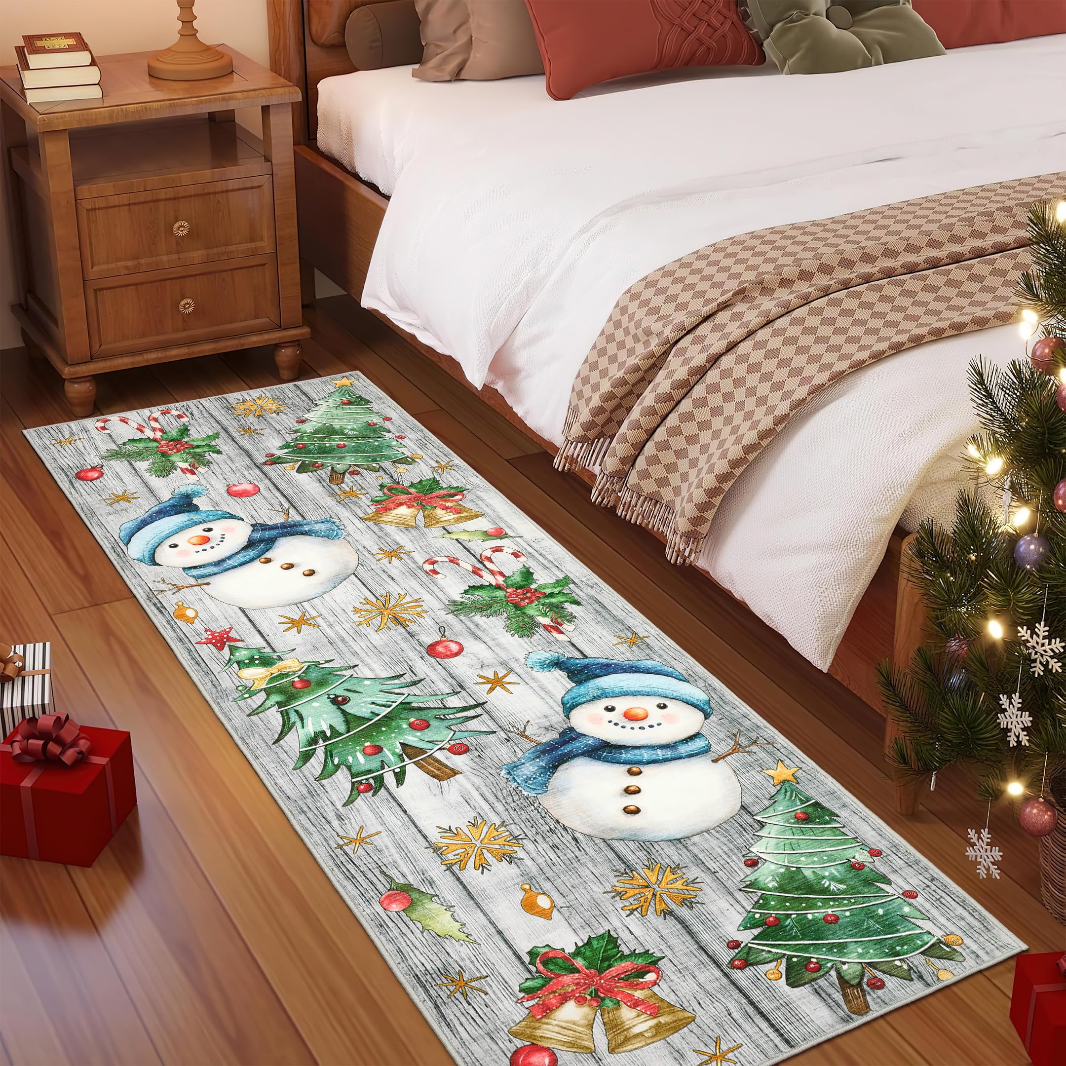 GarveeHome Christmas Runner Rug 2x6 Red Runners for Hallways, Kitchen Rugs Non Slip Washable Entryway Carpet Runner, Soft Christ