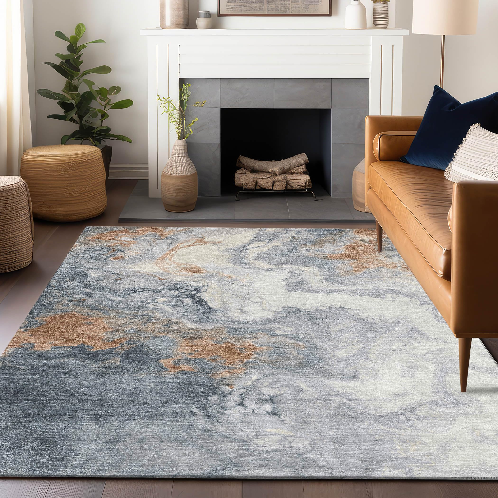 Machine Washable Indoor/Outdoor Chantille Gray 10 x 14 Rug