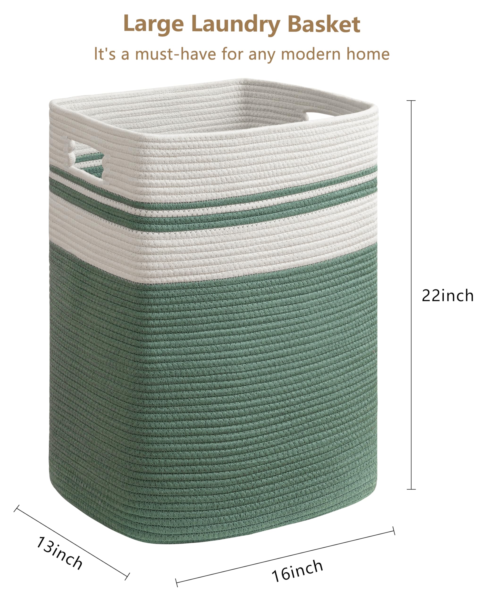 Joybest Cotton Laundry Hamper, Large Woven Rope Basket With Handles For Living Room And Bedroom, Stylish Storage Basket For Clot