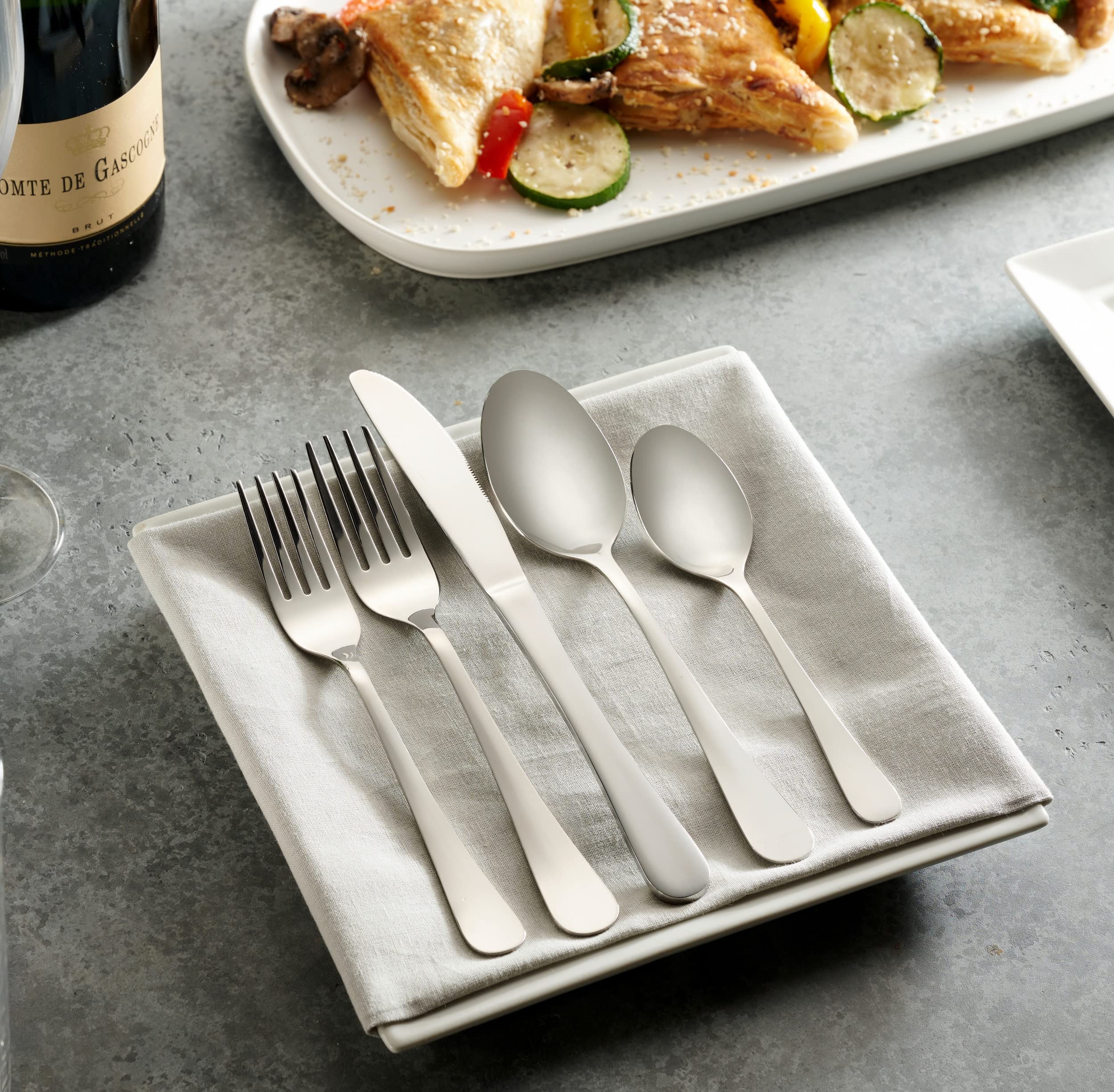 Godinger Silverware Set, Flatware Set, Matte Finish Stainless Steel Cutlery Silverware Flatware Sets, 20 Piece Set, Service For