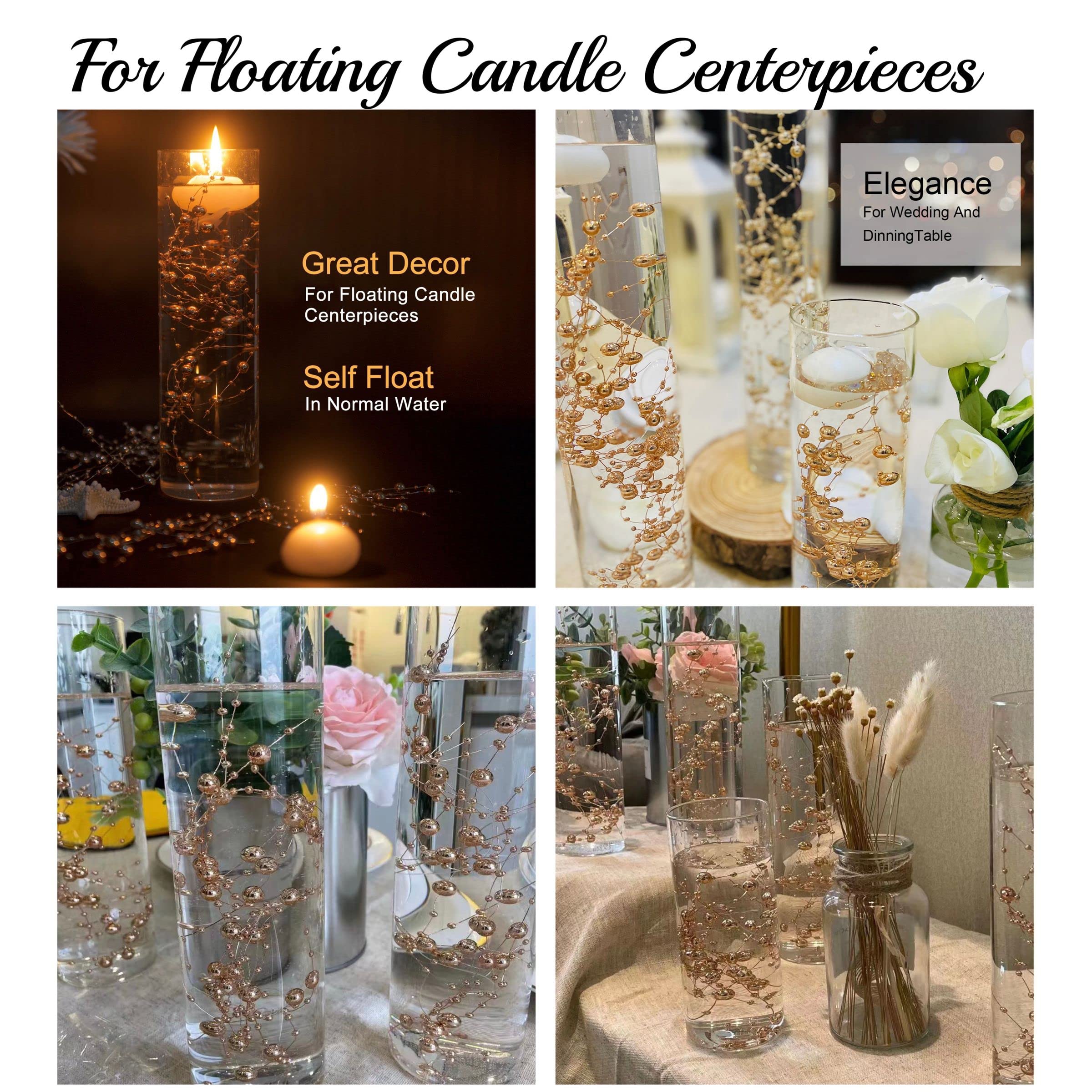 TeaSu 12pcs Pearl String  for Wedding Centerpiece  Vase Filler and Decor for Floating Candles