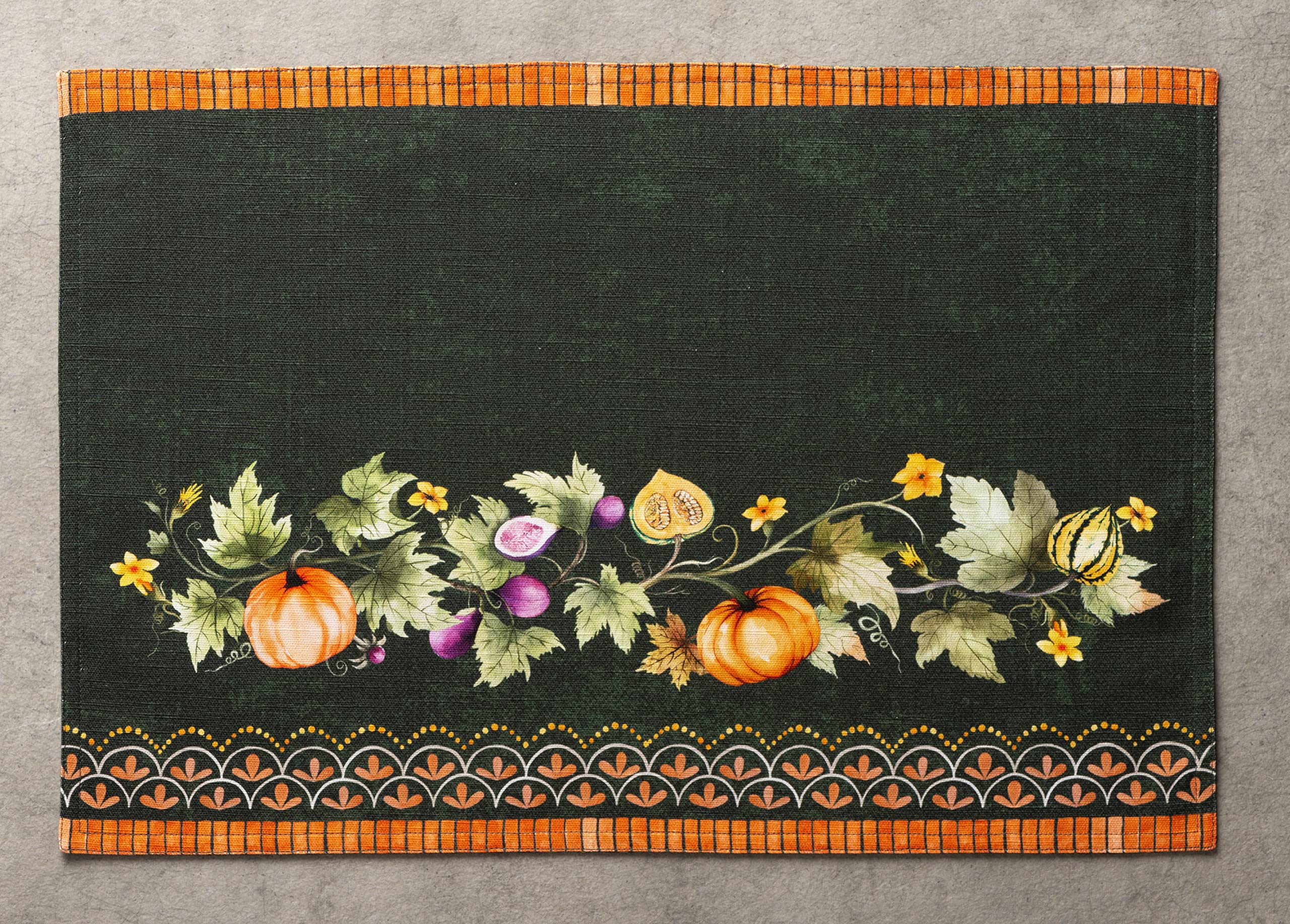 Maison D' Hermine Placemat 100% Cotton Decorative Washable Table Placemats, Dining, Home, Wedding, Banquet, Buffet, Pumpkin Gard