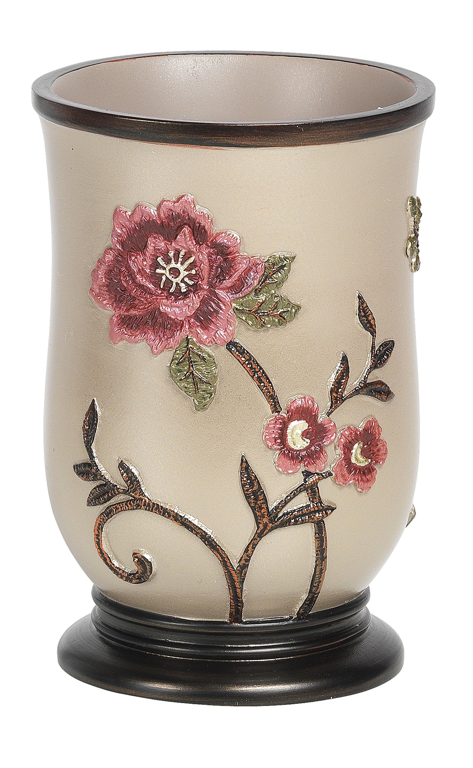 Popular Bath Tumbler, Larrisa Collection, Rose Design , Brown