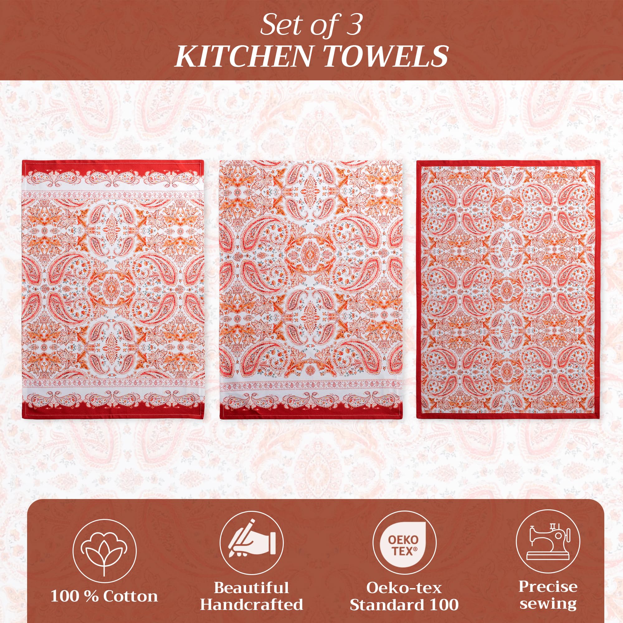 Maison D' Hermine Kitchen Towel 100% Cotton Quick Dry Cleaning Dishtowel For Gifts, Dining, Home, Wedding, Banquet, Buffet, Orie