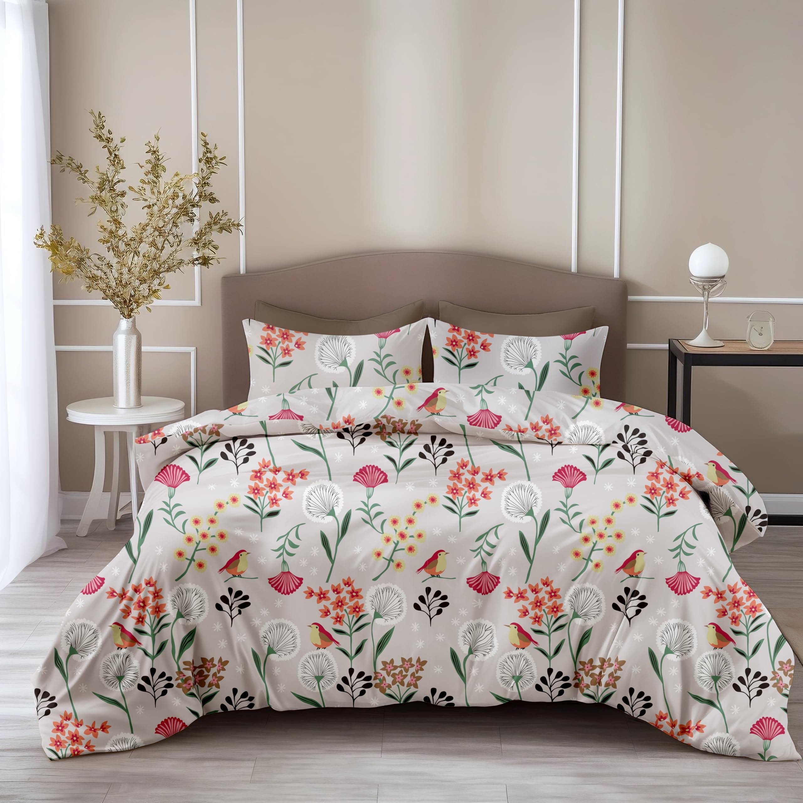 Loreto - A Quality Linen Brand 100% Cotton King Size Bedsheet With 2 Pillow Covers - Peach Baby Animals, Soft & Breathable 144 T