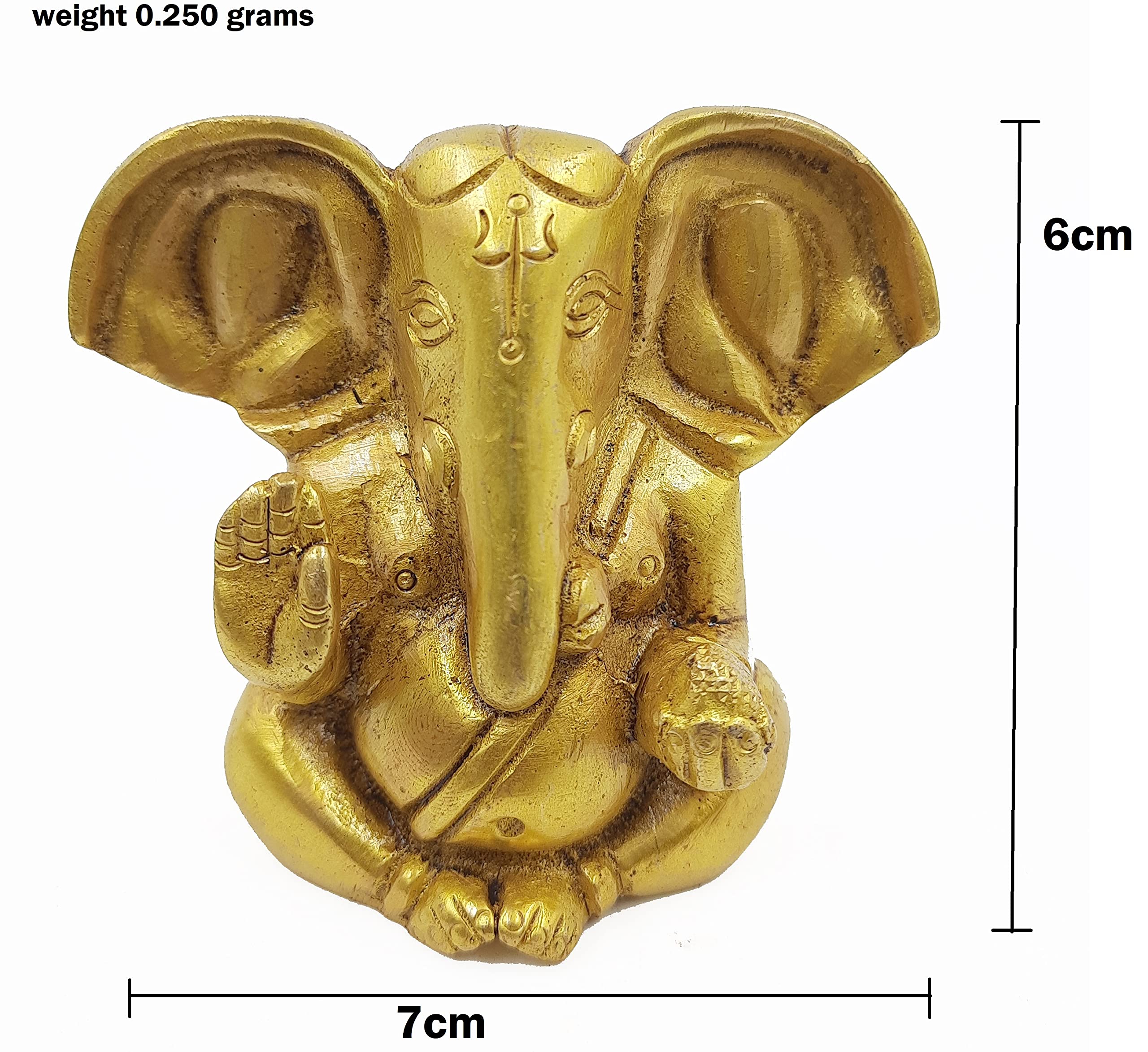Aditi Crafts Brass Sitting Ganesh Ganpati Idol 6Cm X 7Cm X 8Cm Weight 0.250 Grams