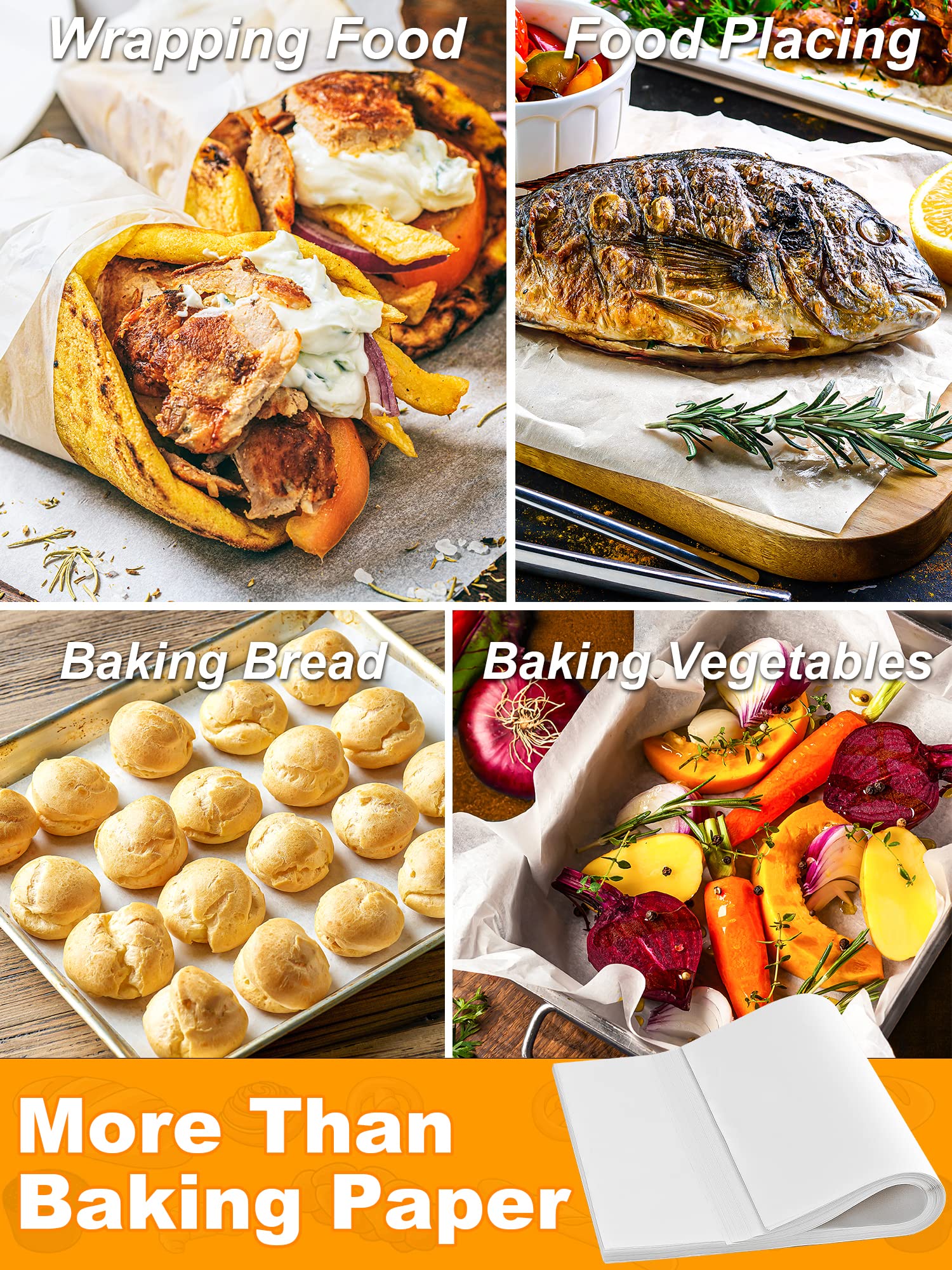 Smartake 200 Pcs Parchment Paper Baking Sheets, 9X13 Inch Non-Stick Precut Baking Parchment, Suitable For Baking Grilling Air Fr