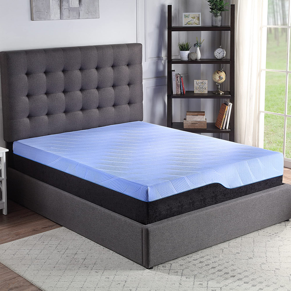 Bridgevine Home Blue Ice Yarn Cool To Touch Hybrid Mattress, Anti-Inflammatory Copper Infused Memory Foam Technology, Adaptive S