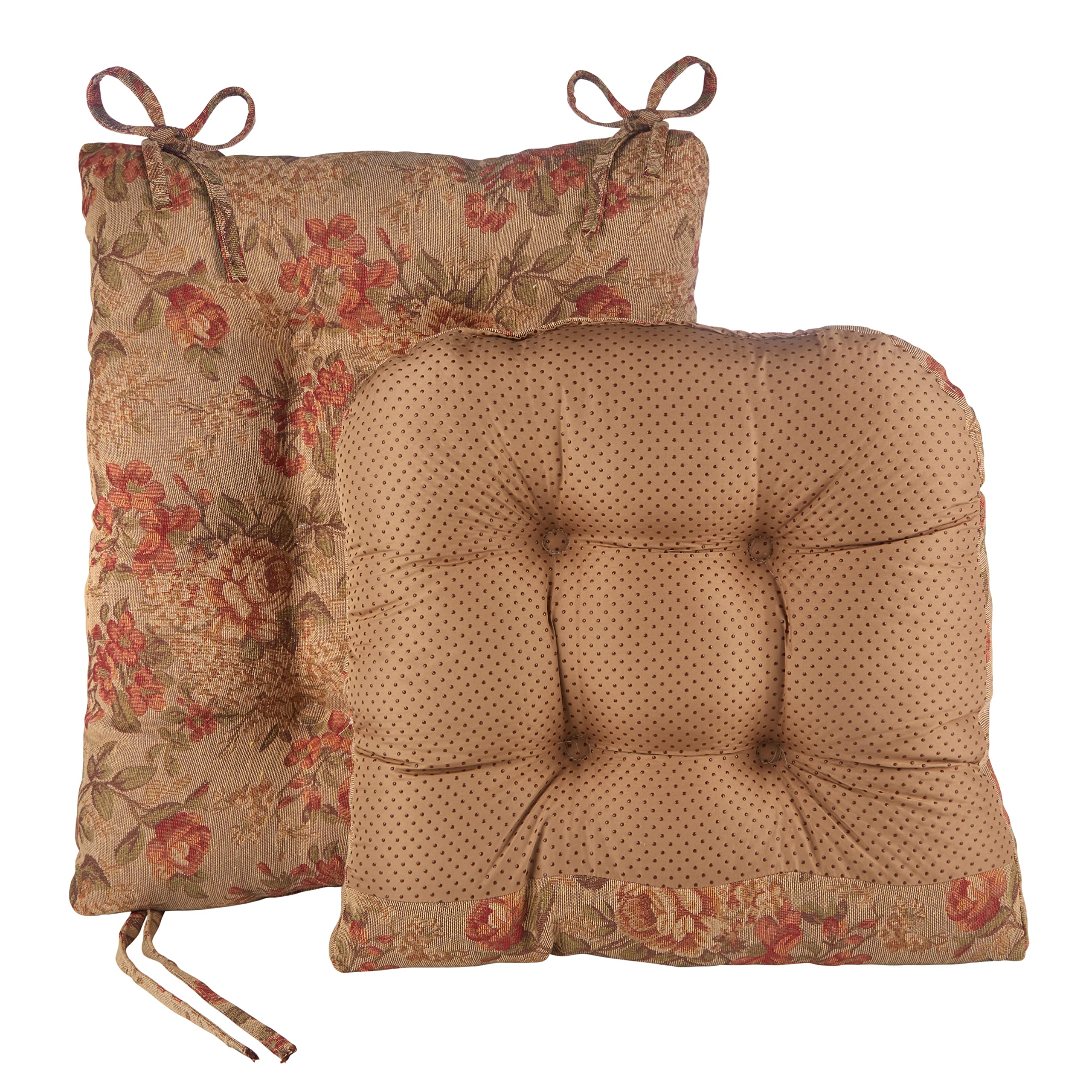 Klear Vu Omega Non-Slip Rocking Chair Cushion Set With Thick Padding And Tufted Design, Includes Seat Pad & Back Pillow With Tie