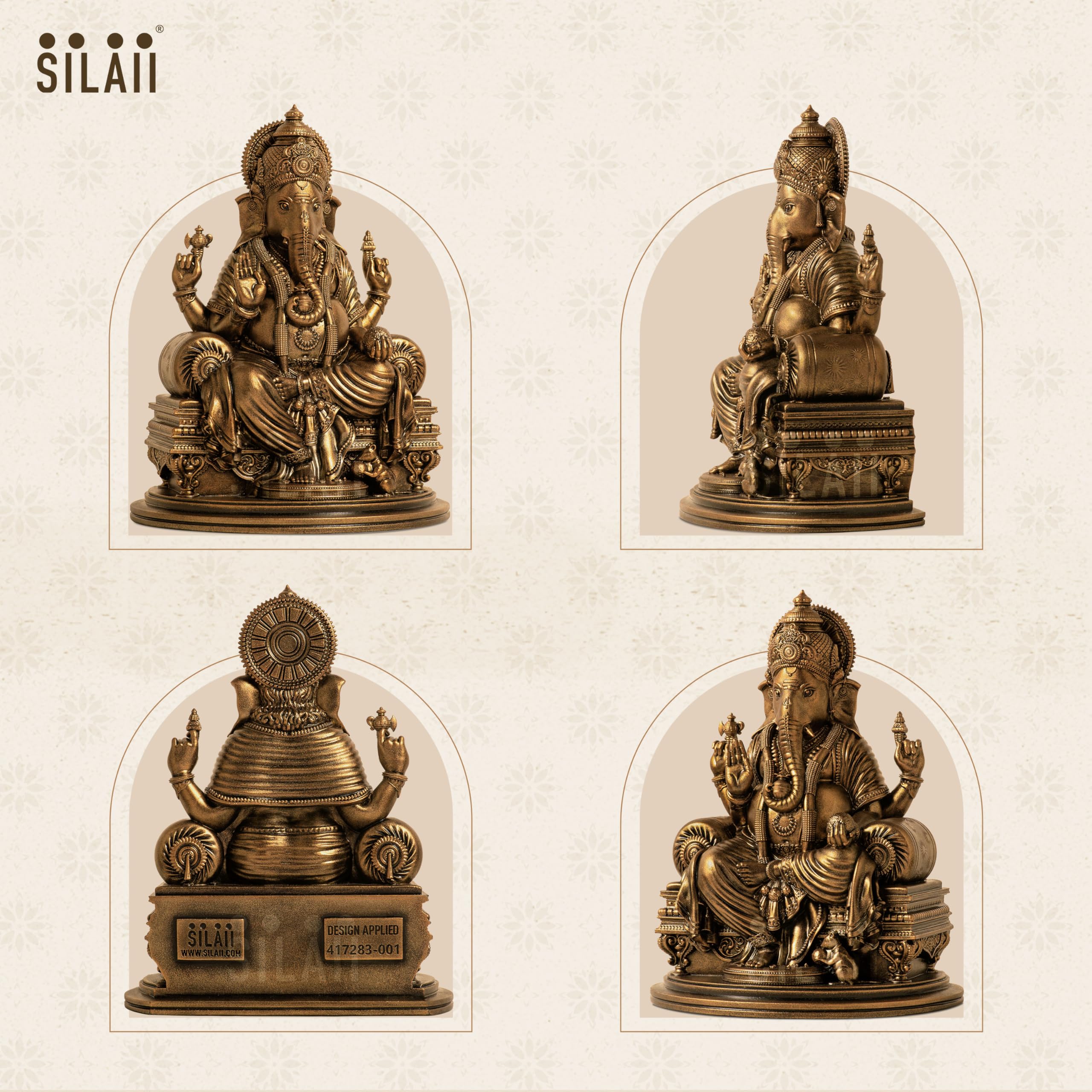 Silaii Lord Ganesha - Divine Sculpture Antique Bronze (9 Inches)
