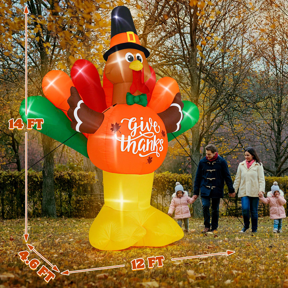 Jumbo Inflatable Turkey 14FT Thanksgiving Inflatables Turkey, Giant Blow Up Turkey with Colorf ...