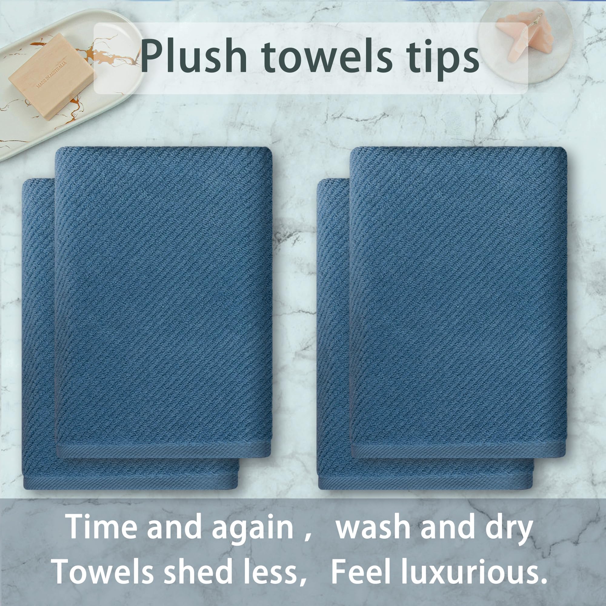 Voova & Movas Bath Towels Set Of 4, Large 30'' X 56'' - 100% Cotton | Thick | Lightweight | Soft | Absorbent, Quick Dry Towels F