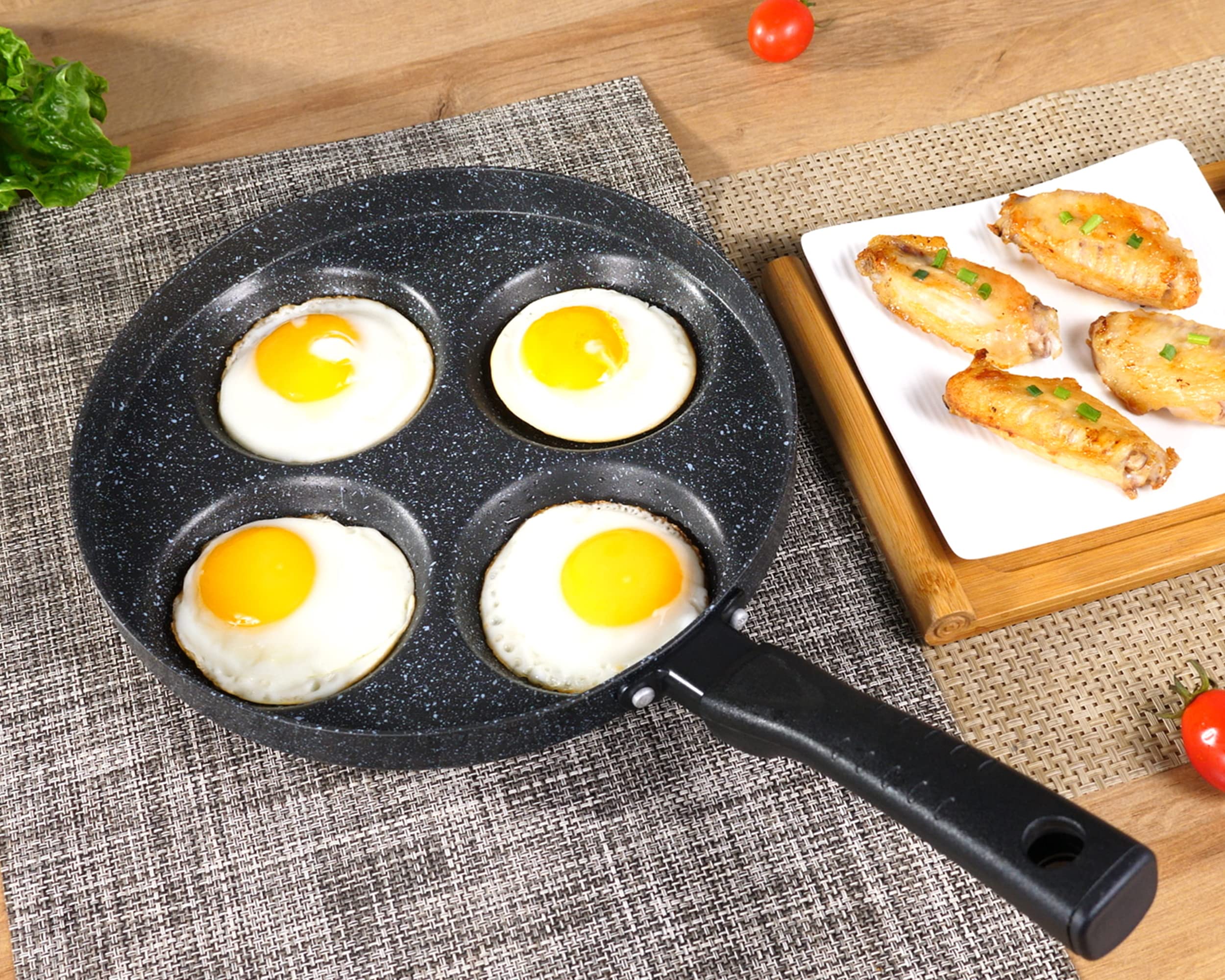 Mylifeunit Aluminum 4-Cup Egg Frying Pan, Non Stick Egg Cooker Pan