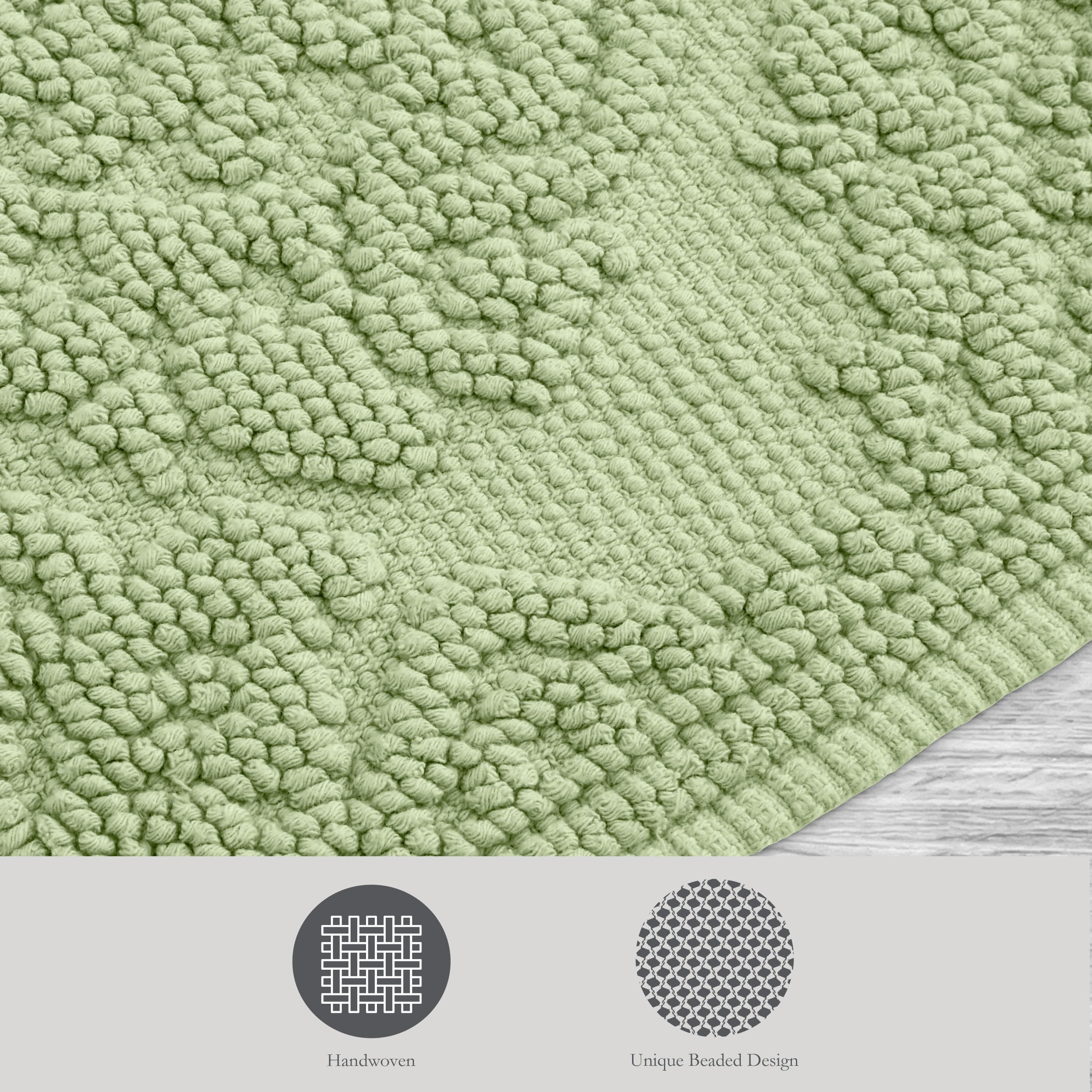 Jean Pierre - Ricardo Bath Mat, Woven Fringe Bathroom Rugs, 100% Cotton, Premium Bathroom Decor - Measures 21'' X 41'' - Sage Gr