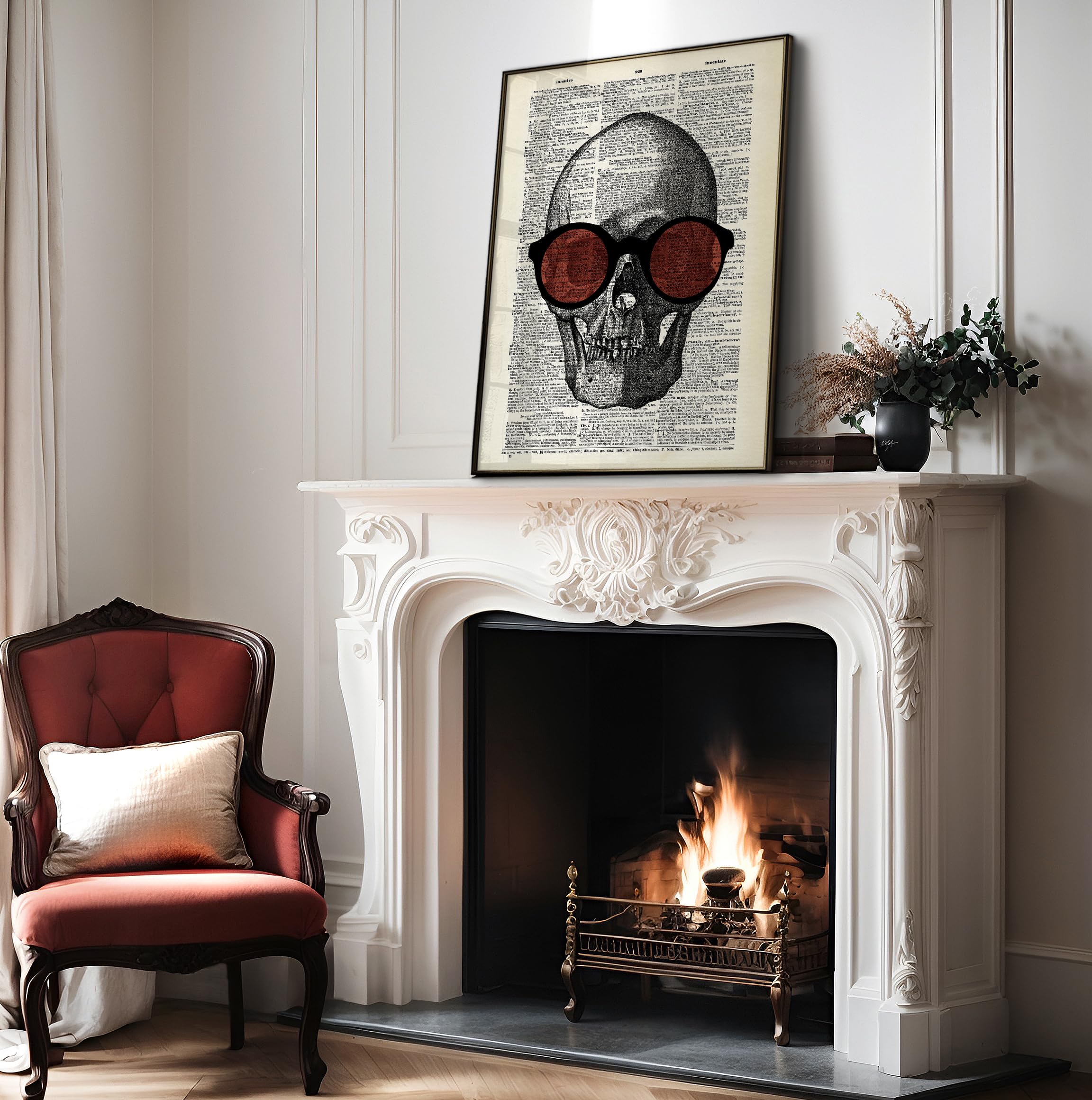Poster Master Dictionary Art Poster - Skull In Sunglasses Print - Skeleton Art - Gift For Him, Her, Men, Women - Funny Gothic De