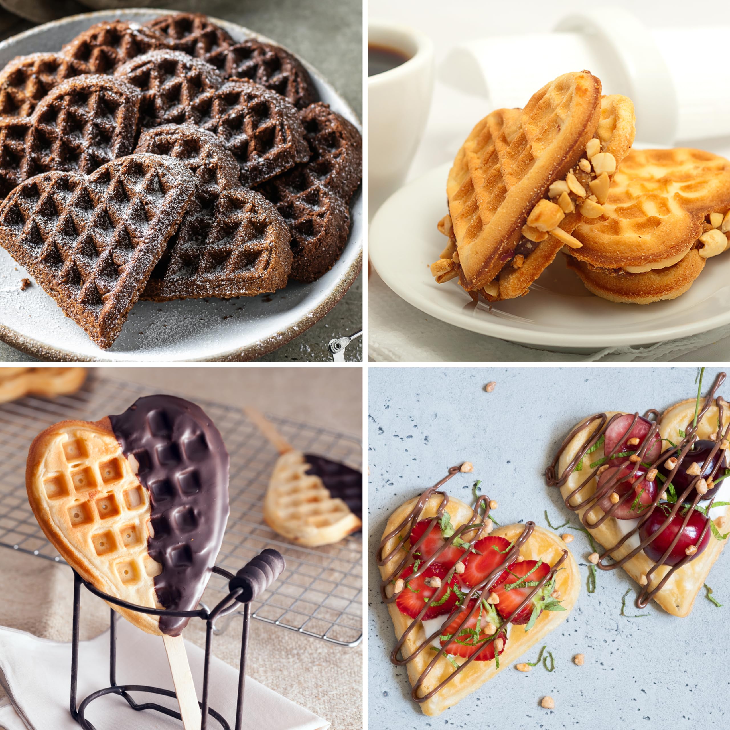 Nostalgia Mymini Personal Electric Heart Waffle Maker, 5-Inch Cooking Surface, Waffle Iron For Hash Browns, French Toast, Grille