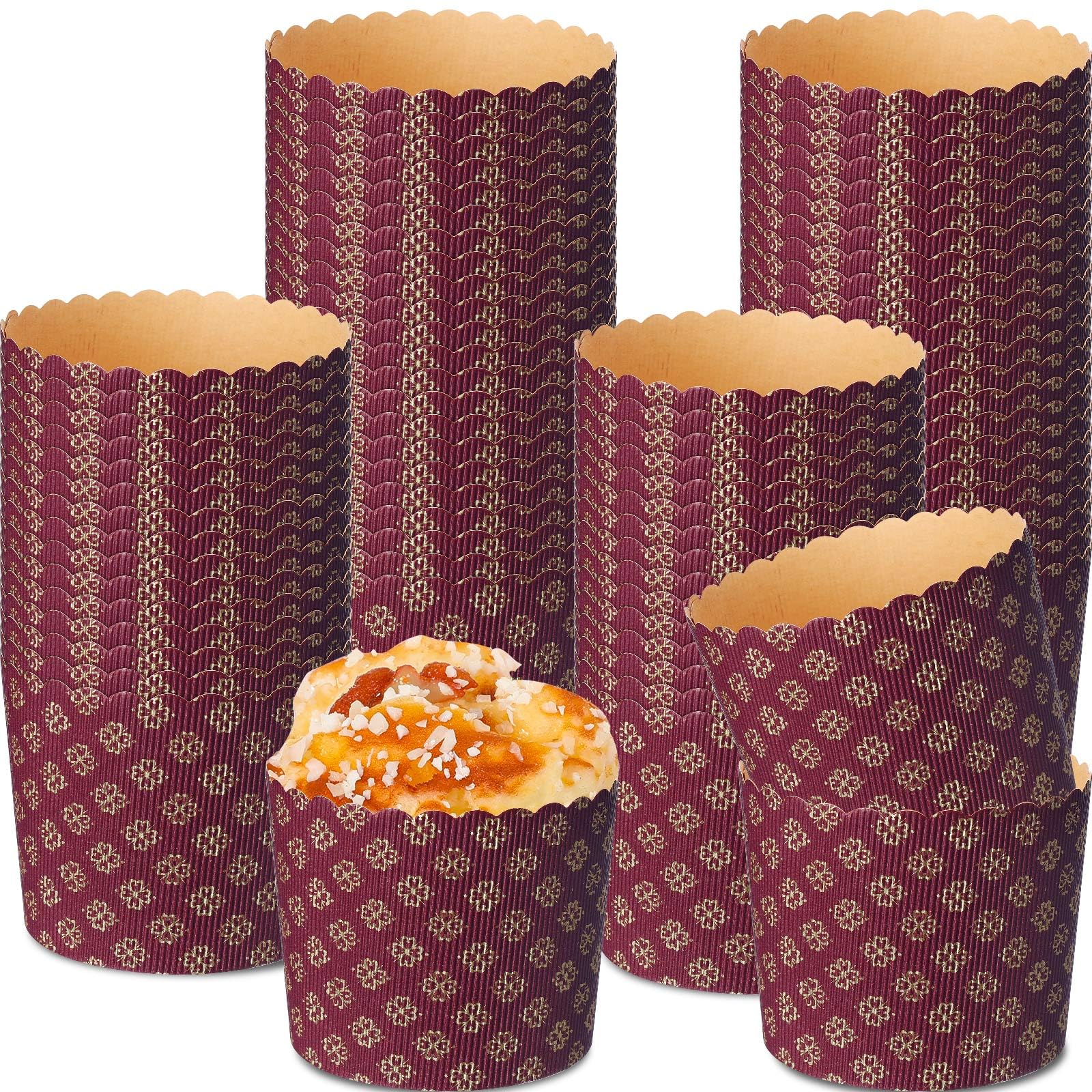 FoldTier 48 Pcs Panettone Paper Mold Pans for Bread Cake, 20 oz