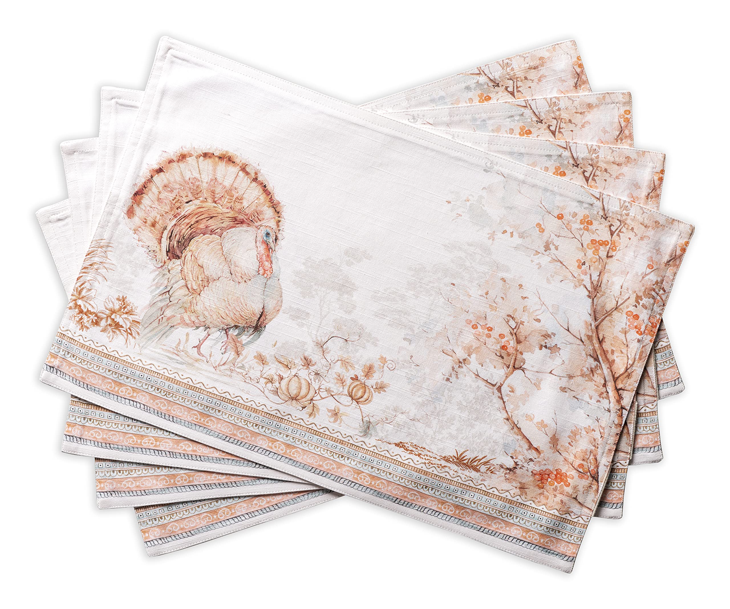 Maison D' Hermine Cloth Placemats Set Of 4, 100% Cotton Decorative Washable Table Place Mat, Kitchen, Party, Wedding, Restaurant