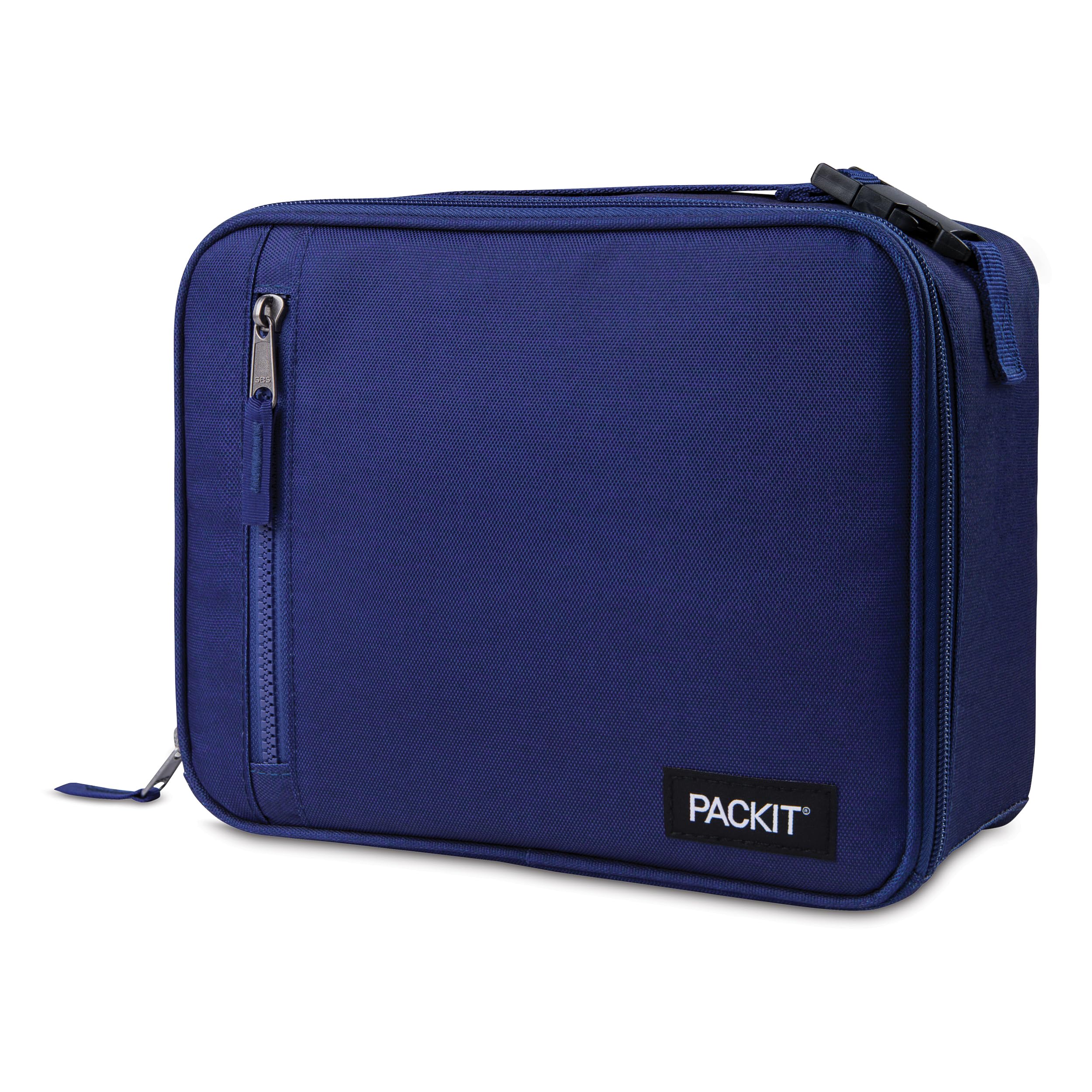 Packit Freezable Classic Lunch Box, True Blue, Built With Ecofreeze Technology, Collapsible, Reusable, Zip Closure With Front Po
