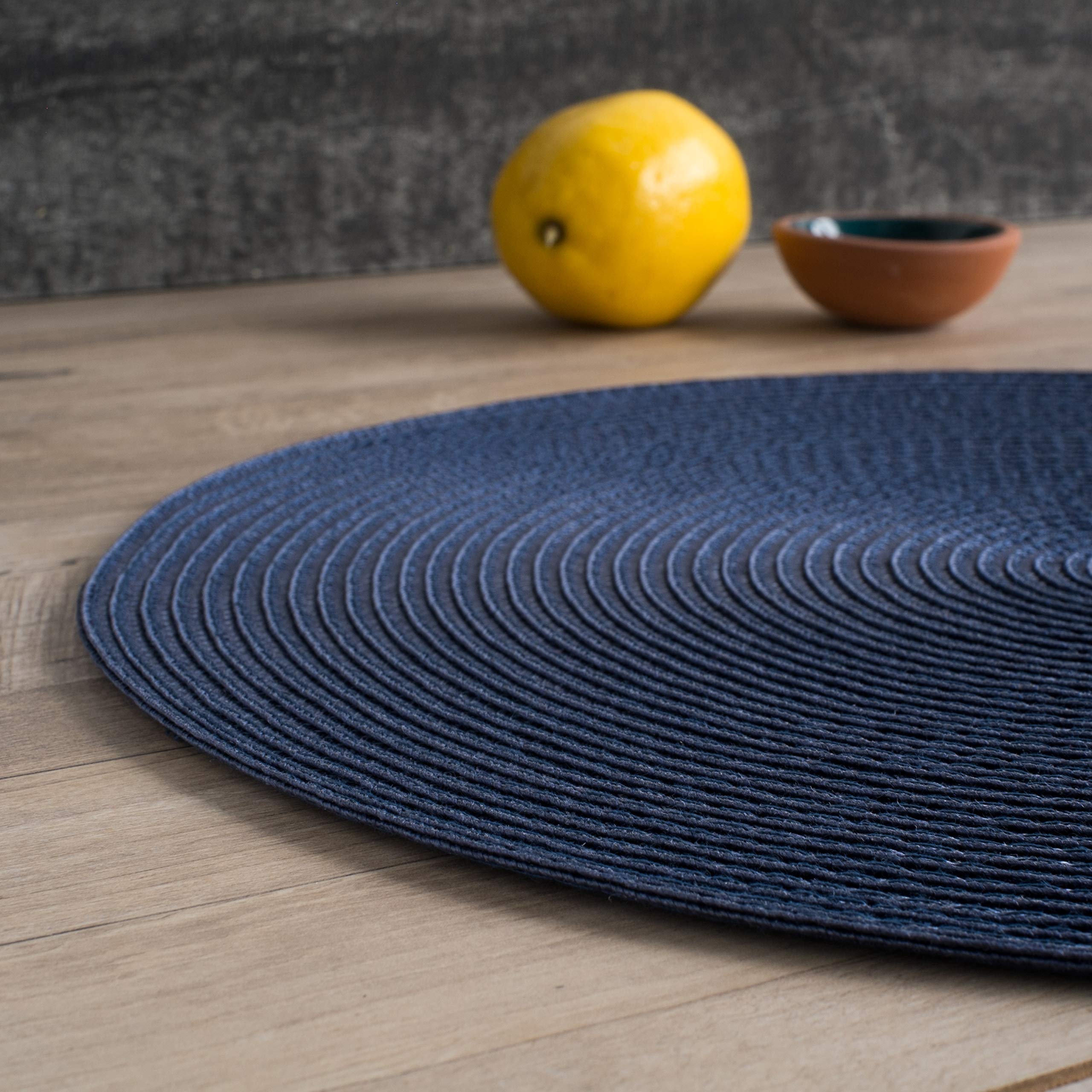 Now Designs Disko Round Placemats  Indigo  Set of 4