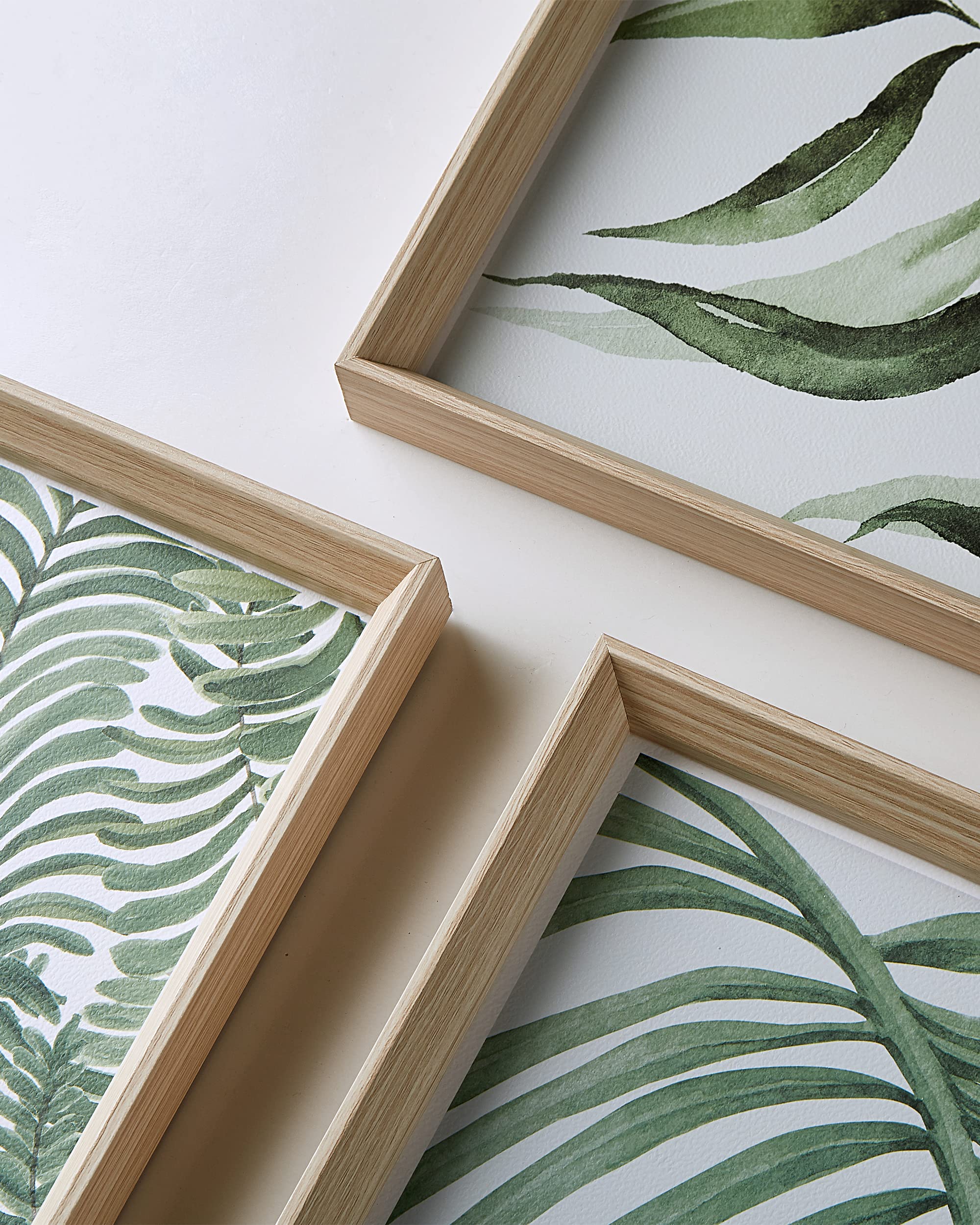 Upwoigh Framed Green Wall Art(No Plexiglass), Palm Leaves Canvas Wall Art,16X12In Botanical Wood Bohemia Sage Wall Decor Prints